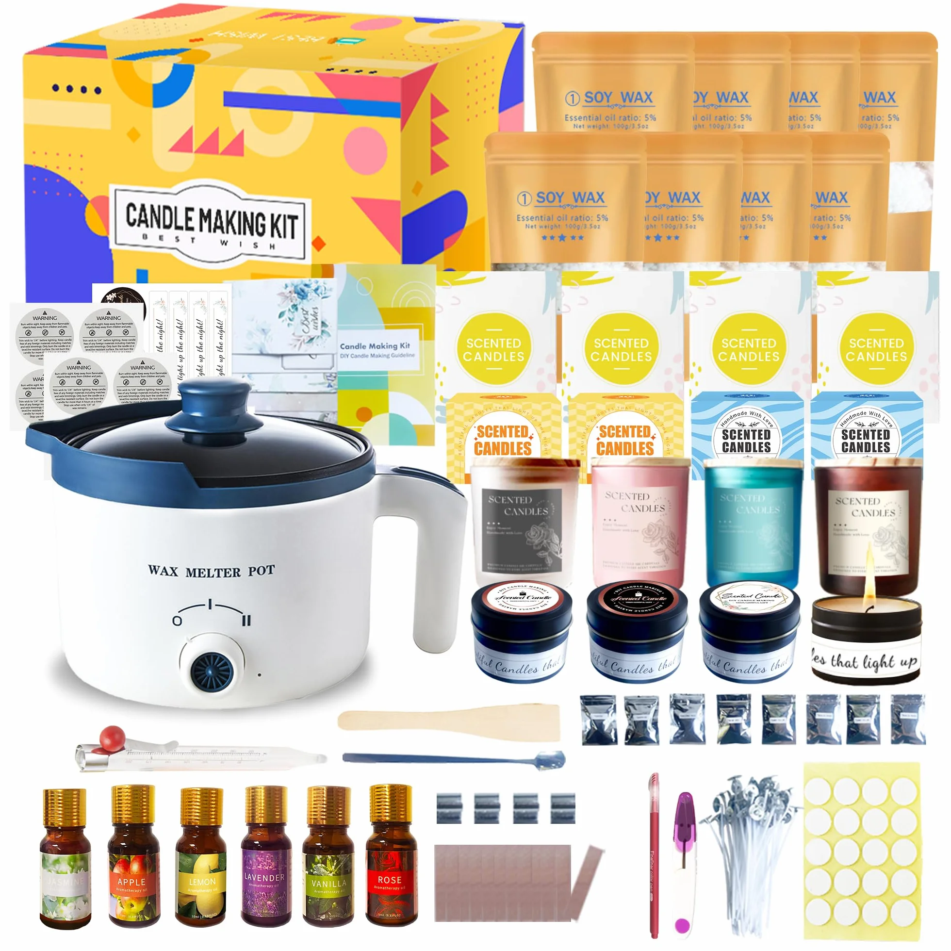 LINGQIAN Kit di produzione di candele per adulti, cera di soia per candela, candele fai da te per creare le tue candele