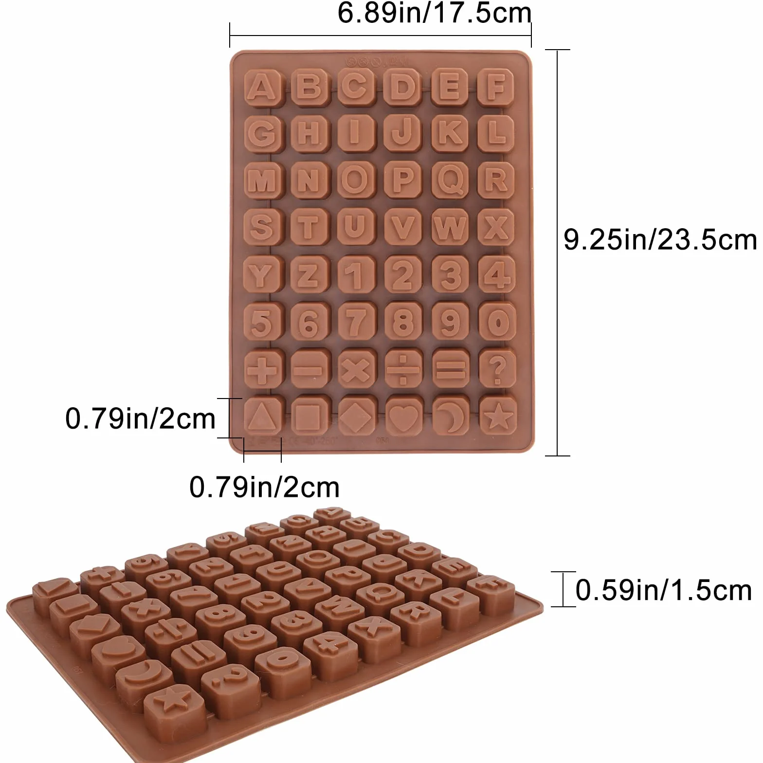 Seifenprofis - 48 lettere (A-Z), numeri e caratteri speciali – stampo in silicone per sapone, cioccolato e altre creazioni (24 x 18 x 1,5 cm)
