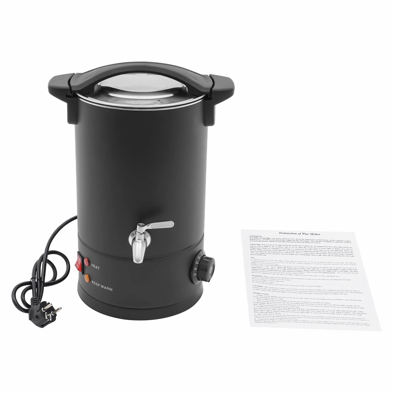 Qussse 8 litri per la produzione di candele, pentola elettrica da 1800 W, dispositivo per fusione di cera con controllo della temperatura (30-110 °C), per candele fai da te
