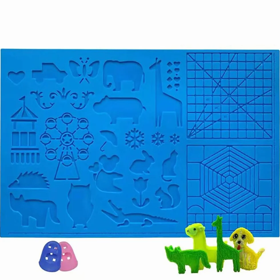 SagaSave Modelli di penna 3D con dita – Matite 3D in silicone opaco per bambini, tappetino da disegno in silicone