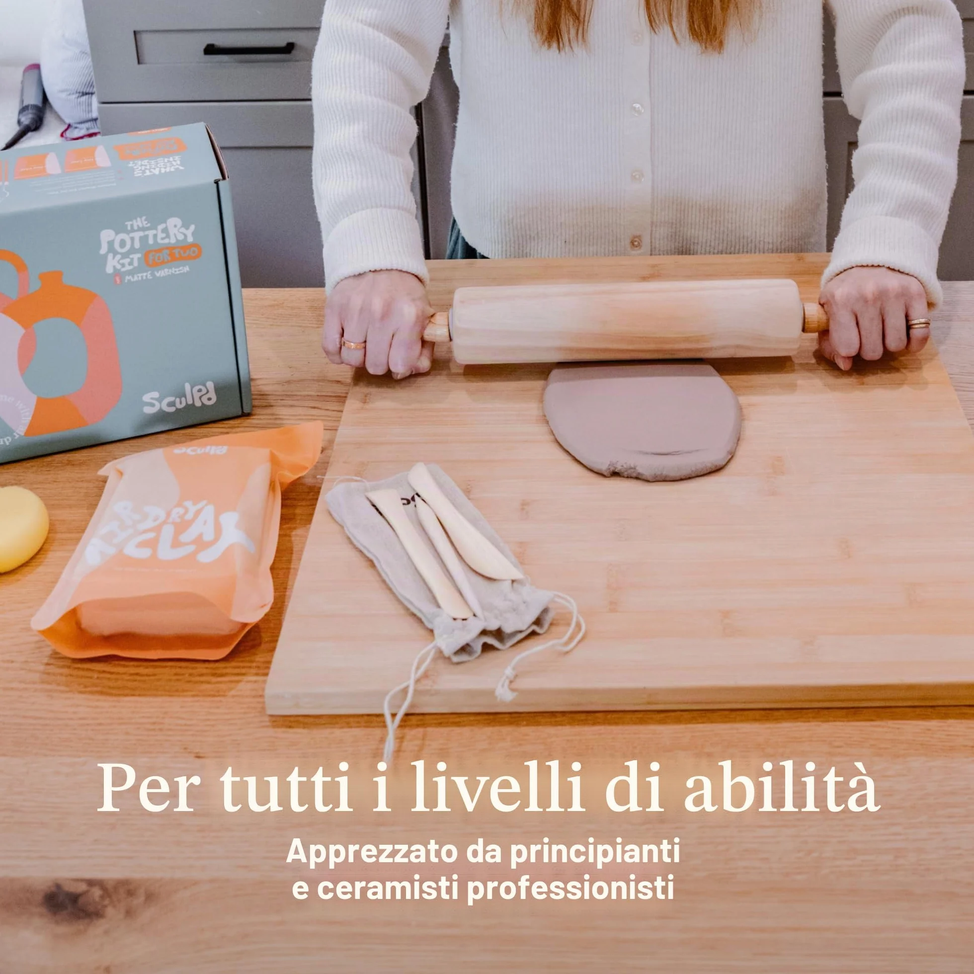 Sculpd Argilla secca all'aria di alta qualità, 1 kg, borsa in ceramica per adulti, argilla da modellare morbida, argilla autoindurente, adatta per progetti artistici e artigianali, ceramica per