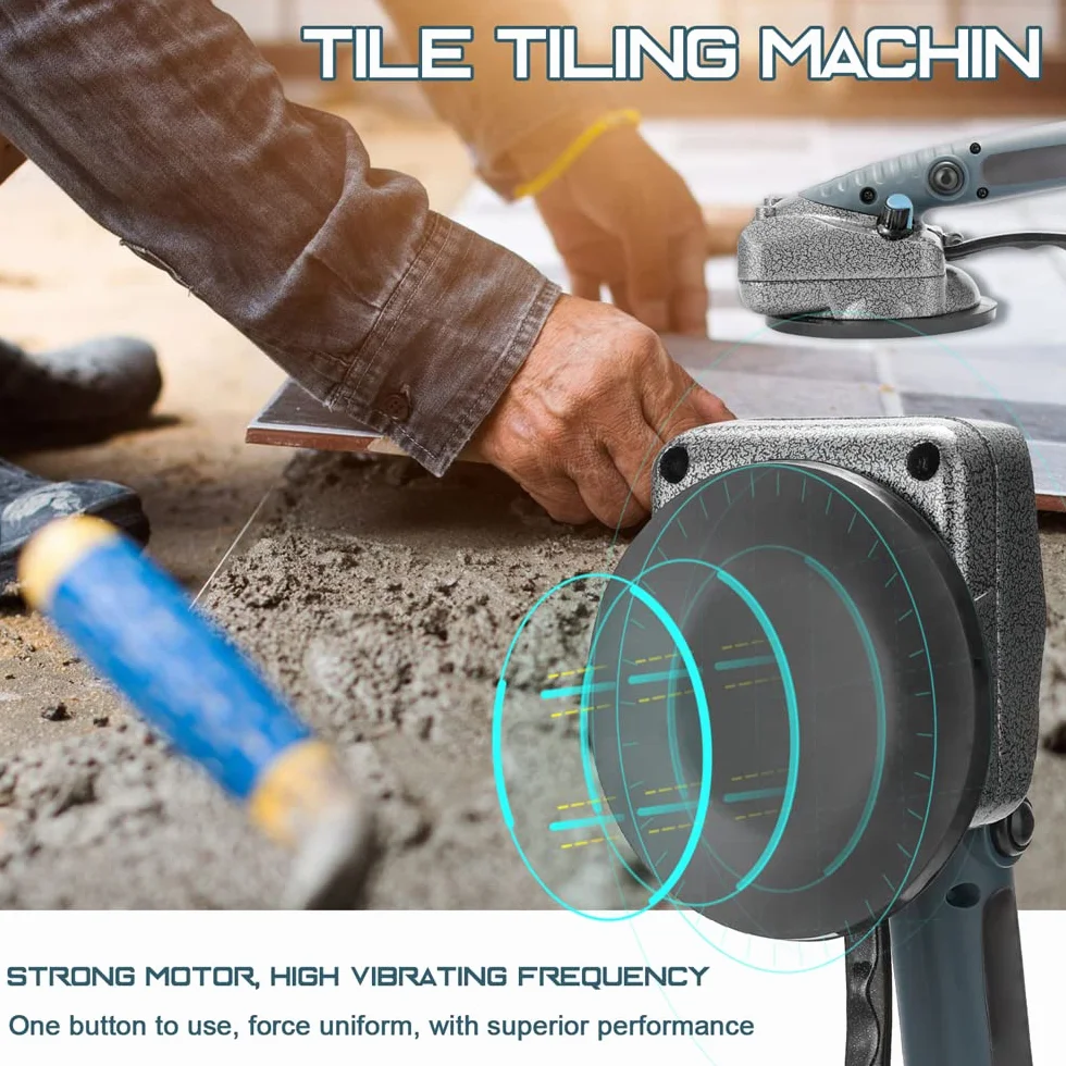 Weytoll Vibratori per Piastrelle a Batteria 45kg, 10 marce di frequenza regolabili per la posa di piastrelle a parete 100 x 100 mm (2 batterie)