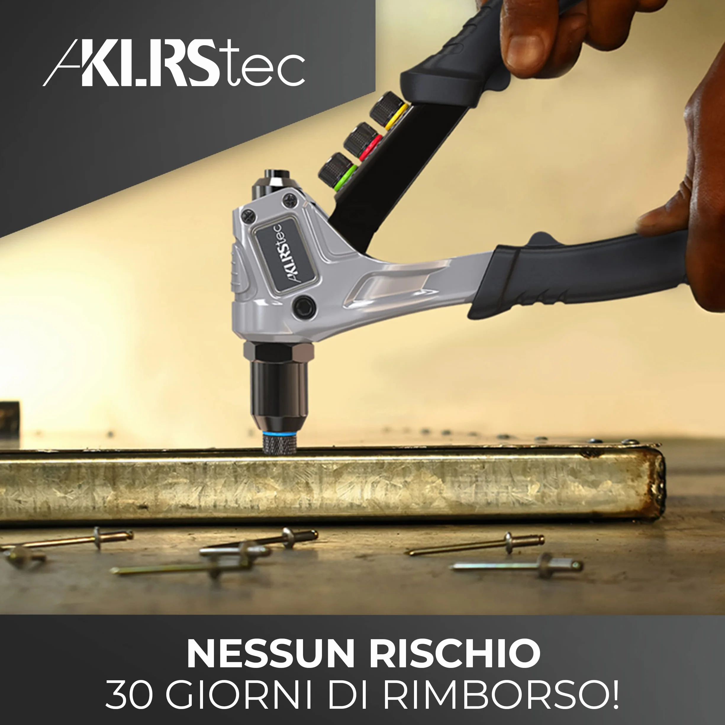 KLRStec Pinze professionali per rivetti inclusi 120 rivetti 4 perforatori HSS Tenaglia per rivetti a strappo