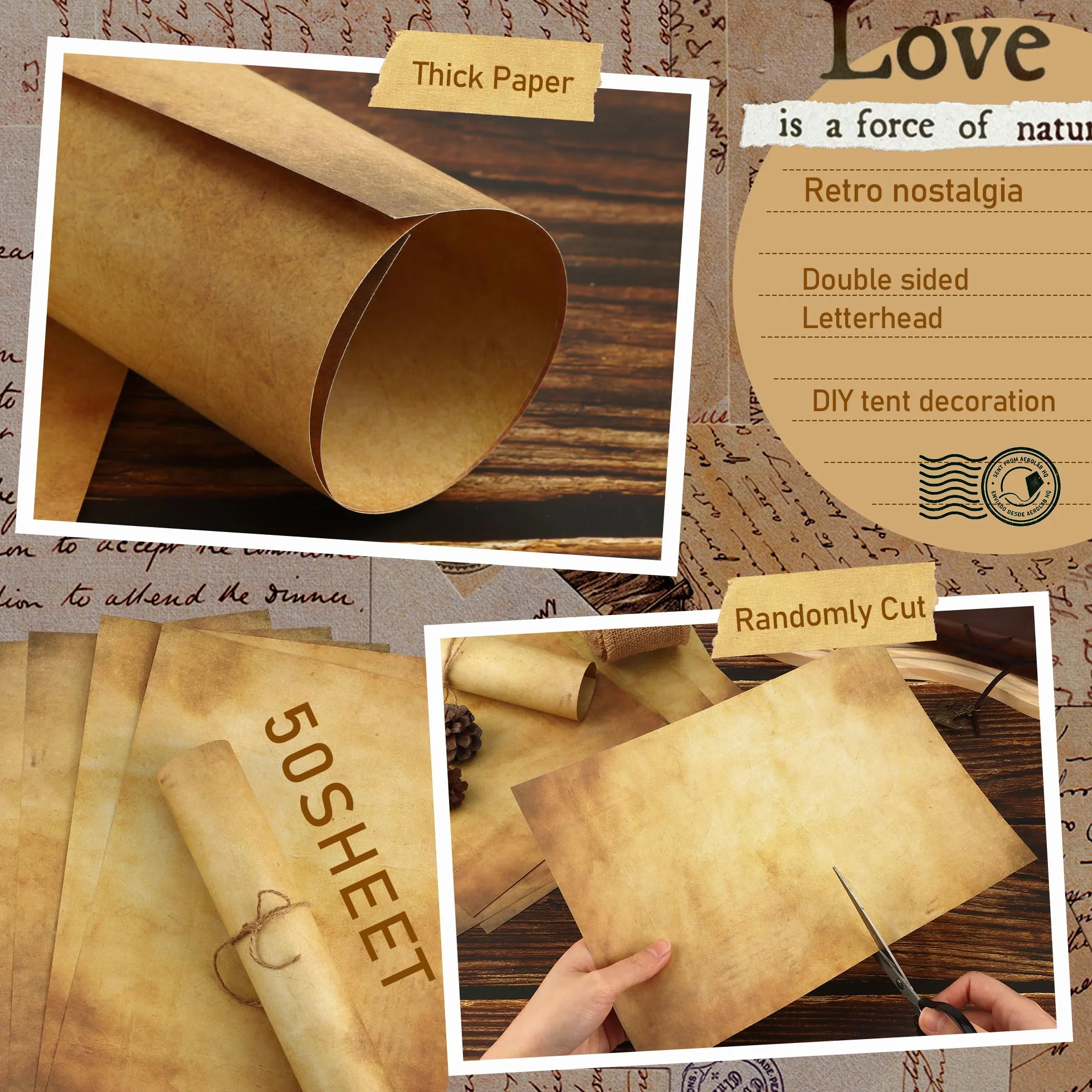 Carta Pergamena A4 Vintage 50 Fogli per Stampanti Inkjet Laser