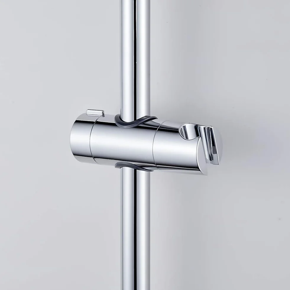 Ibergrif M20404 Supporto Soffione Doccia per Barra per Saliscendi, Regolabile Ricambio Porta per Doccetta, 18-25 mm, ABS, Cromo, Argento