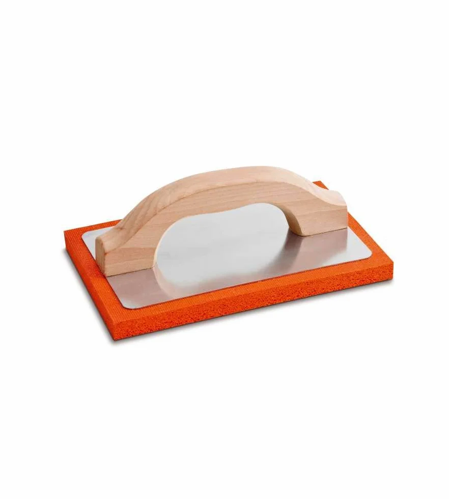 Nespoli Frattazzo Spugna Arancio Manico Legno 14x21 cm