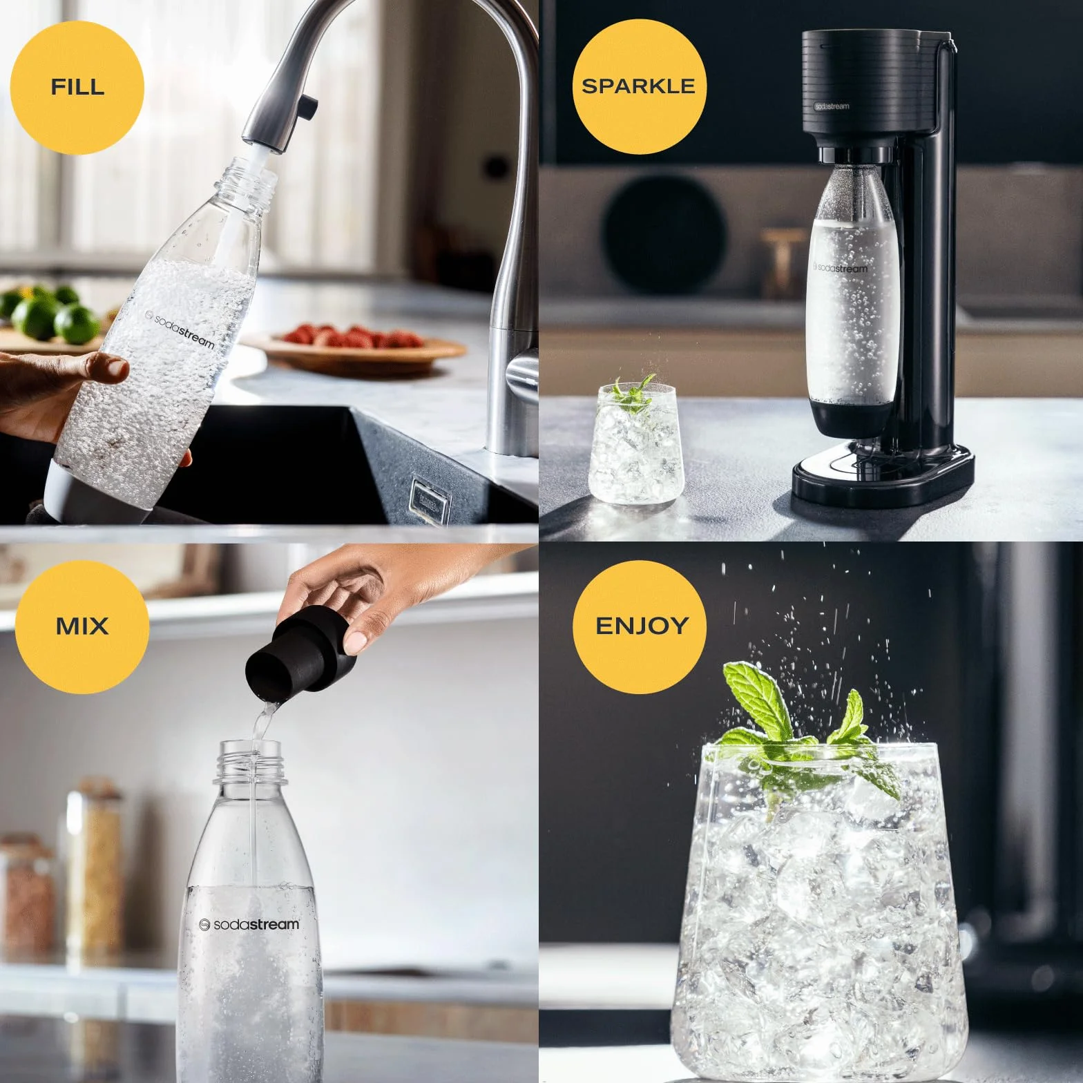 SodaStream Gasatore d'Acqua Gaia Nero Include Cilindro CO2 425gr