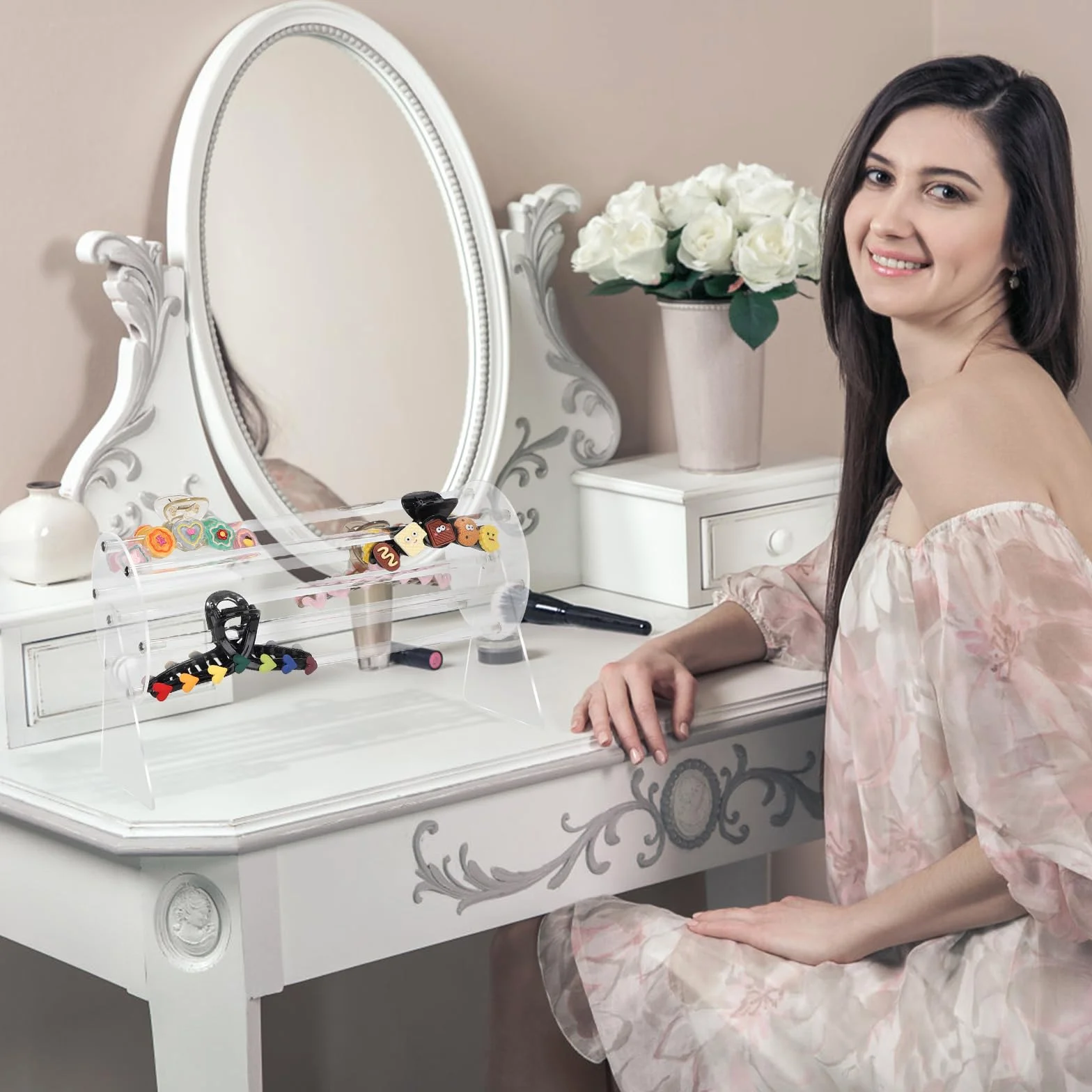 Lalago Porta Cerchietti Per Capelli 360 Gradi Rotante Organizer Fermagli Supporto Espositori