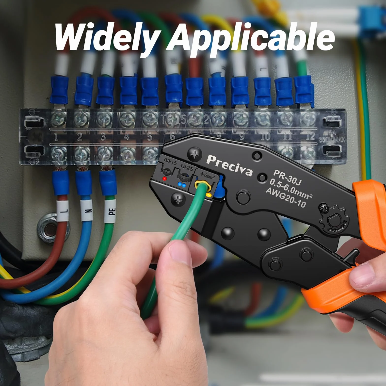 Preciva Kit Completo di Pinze Crimpatrici Profesionali, 18 Modelli [0,5-6 mm²], per Cavi Elettronici e Telecomunicazioni, con 400 Connettori Crimpati Inclusi, Set da Crimpatura Elevata Qualità