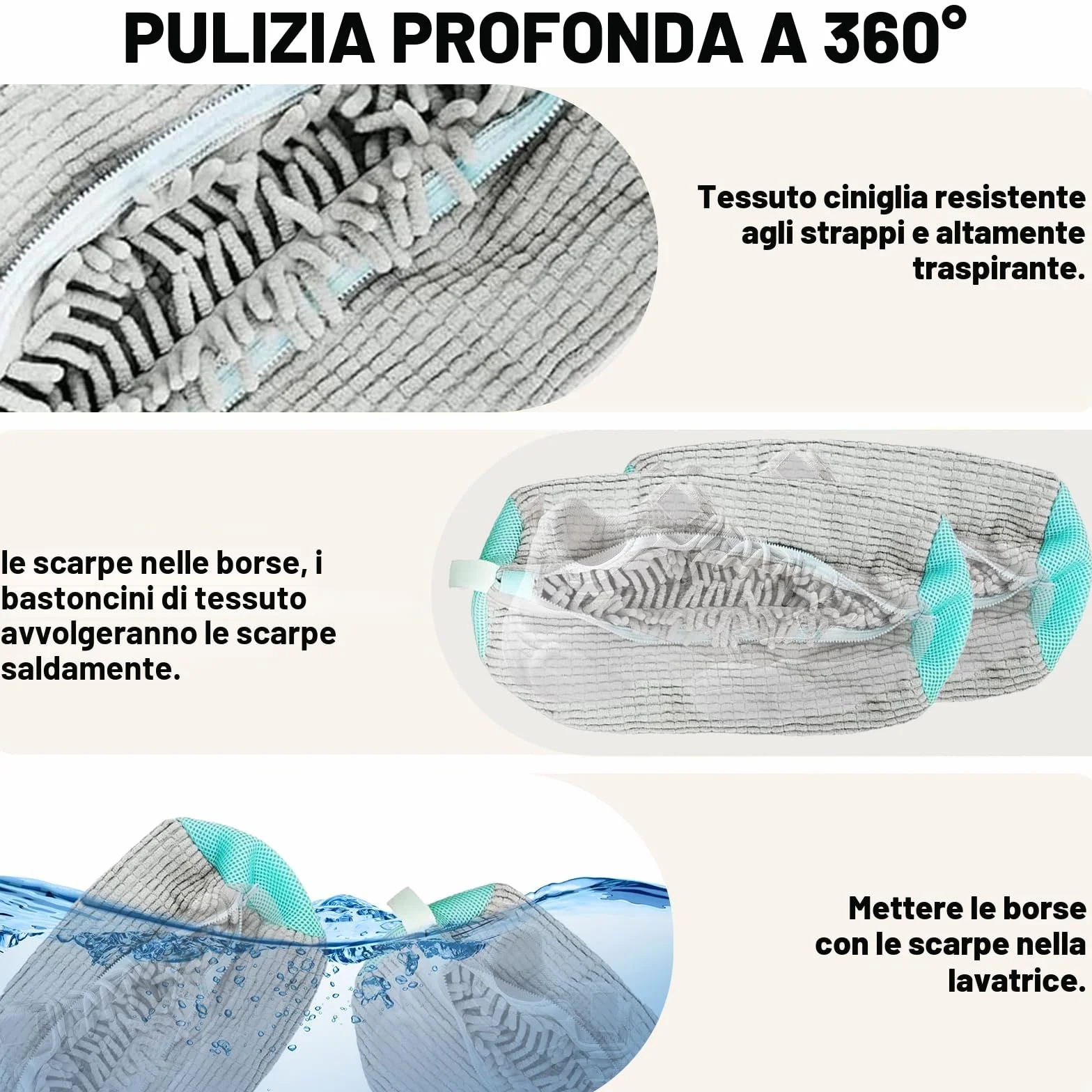 sacca per lavare le scarpe in lavatrice,sacca lavaggio scarpe lavatrice,sacco per lavare scarpe in lavatrice,sacchetto scarpe lavatrice - Grigio 2 Pezzi