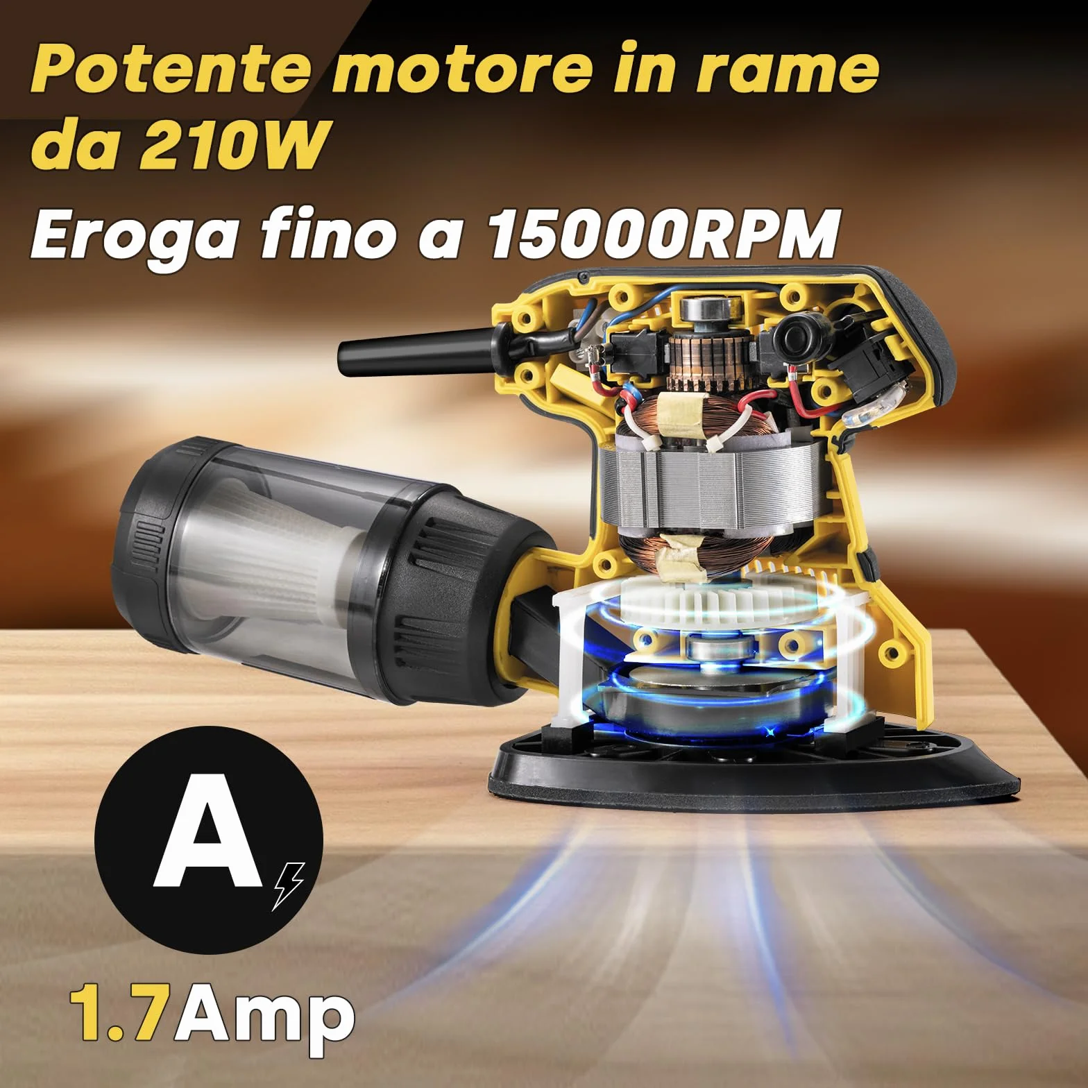 Enventor Levigatrice Mouse 210W 15000RPM Carta Vetrata 16PCS Contenitore Polvere Legno Metallo