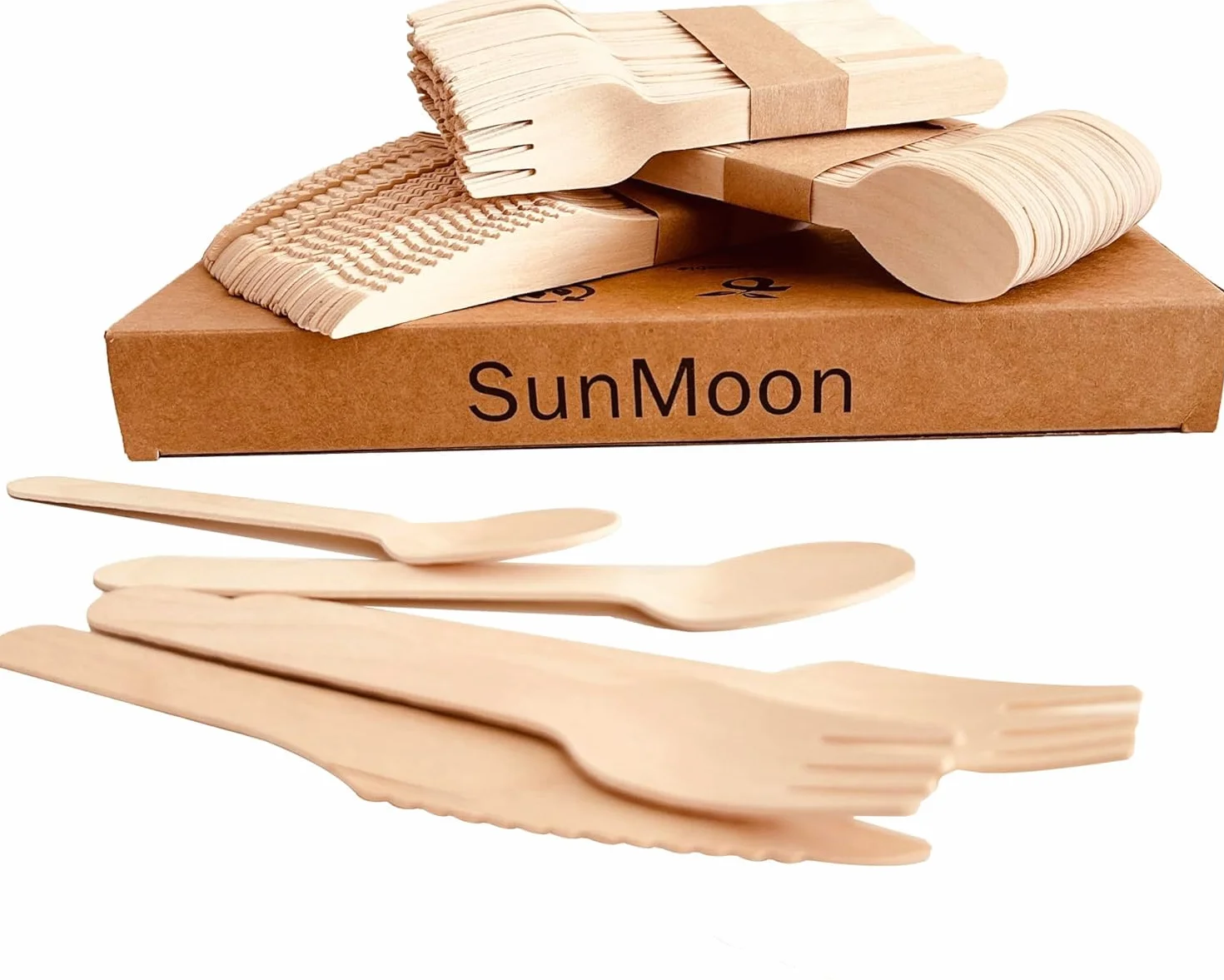 Posate di legno usa e getta 150 pezzi ecologiche senza plastica per feste viaggi