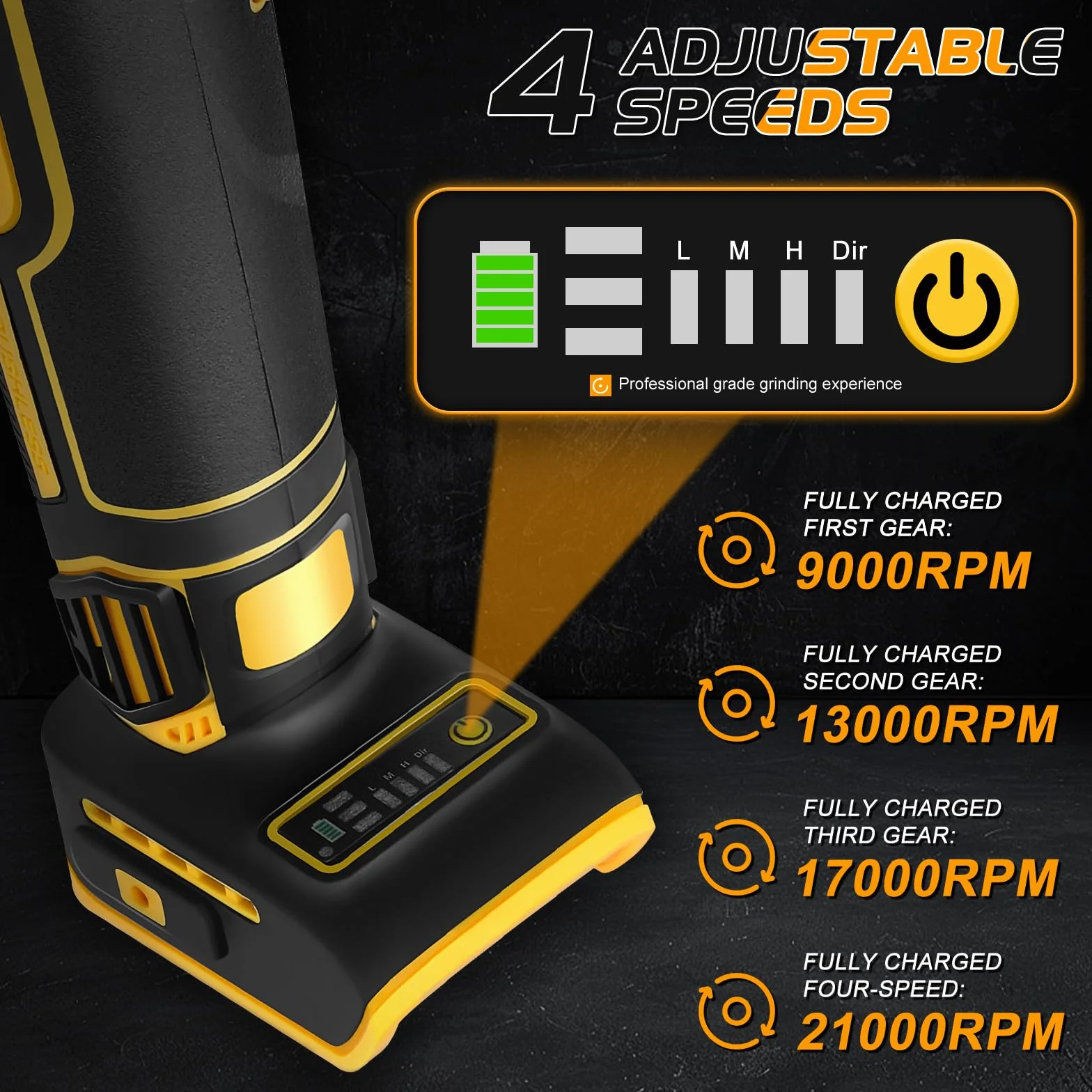 Smerigliatrice a batteria compatibile con Dewalt 20V batteria (senza batterie), elettrica dritta senza spazzole, 3-6 mm mandrino, 4 velocità