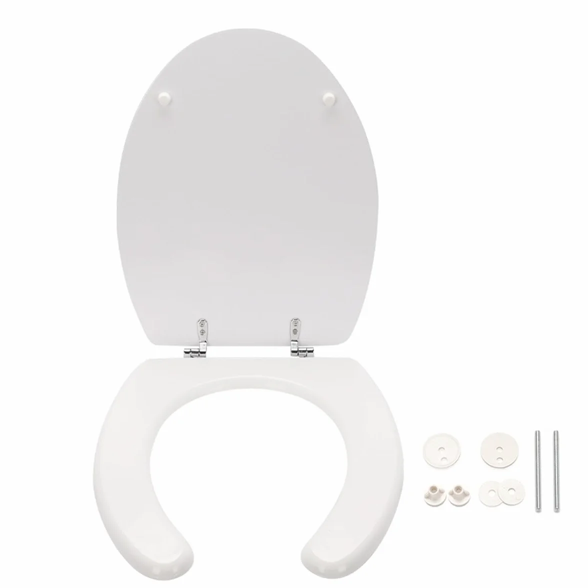 Sedile WC Universale per Disabili in Legno con Coperchio, Copriwater da Bagno 445x375mm, Bianco