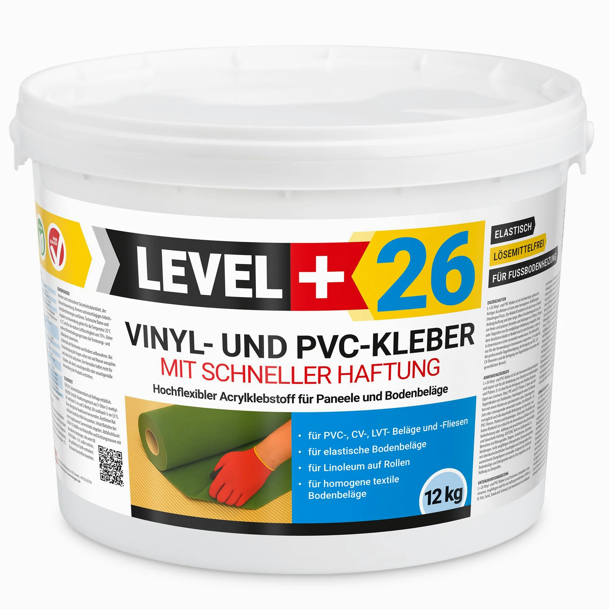 26 adesivi vinilici PVC LVT CV Pannelli Tappeto 12 kg Piastrelle Vinili Pavimenti Flex Colla per Pavimenti Senza Solventi Aderenza Rapida