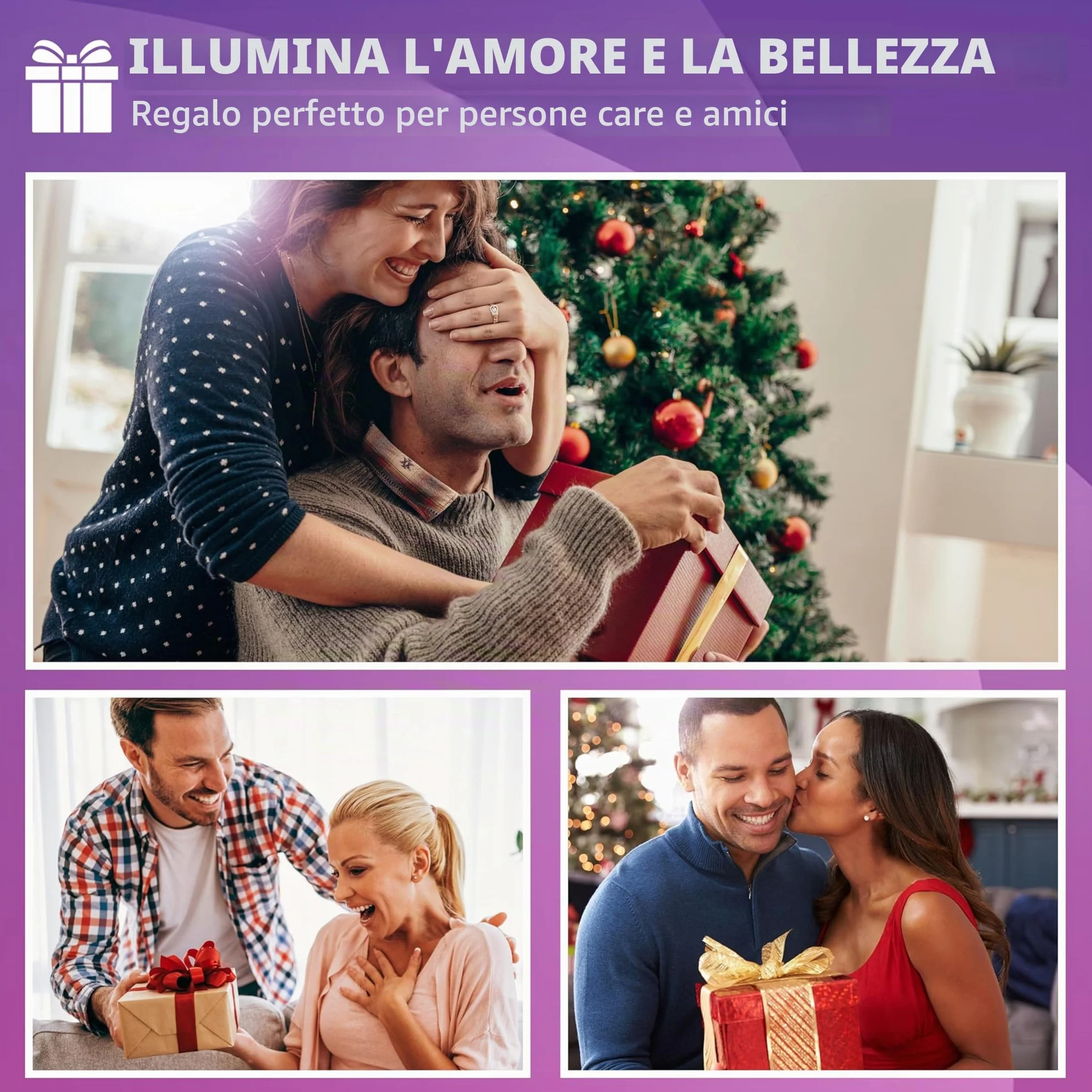 Auxmir Specchio Ingranditore 20X con Luci 3 Colori Luminosità Regolabile Specchio da Parete 360° Girevole