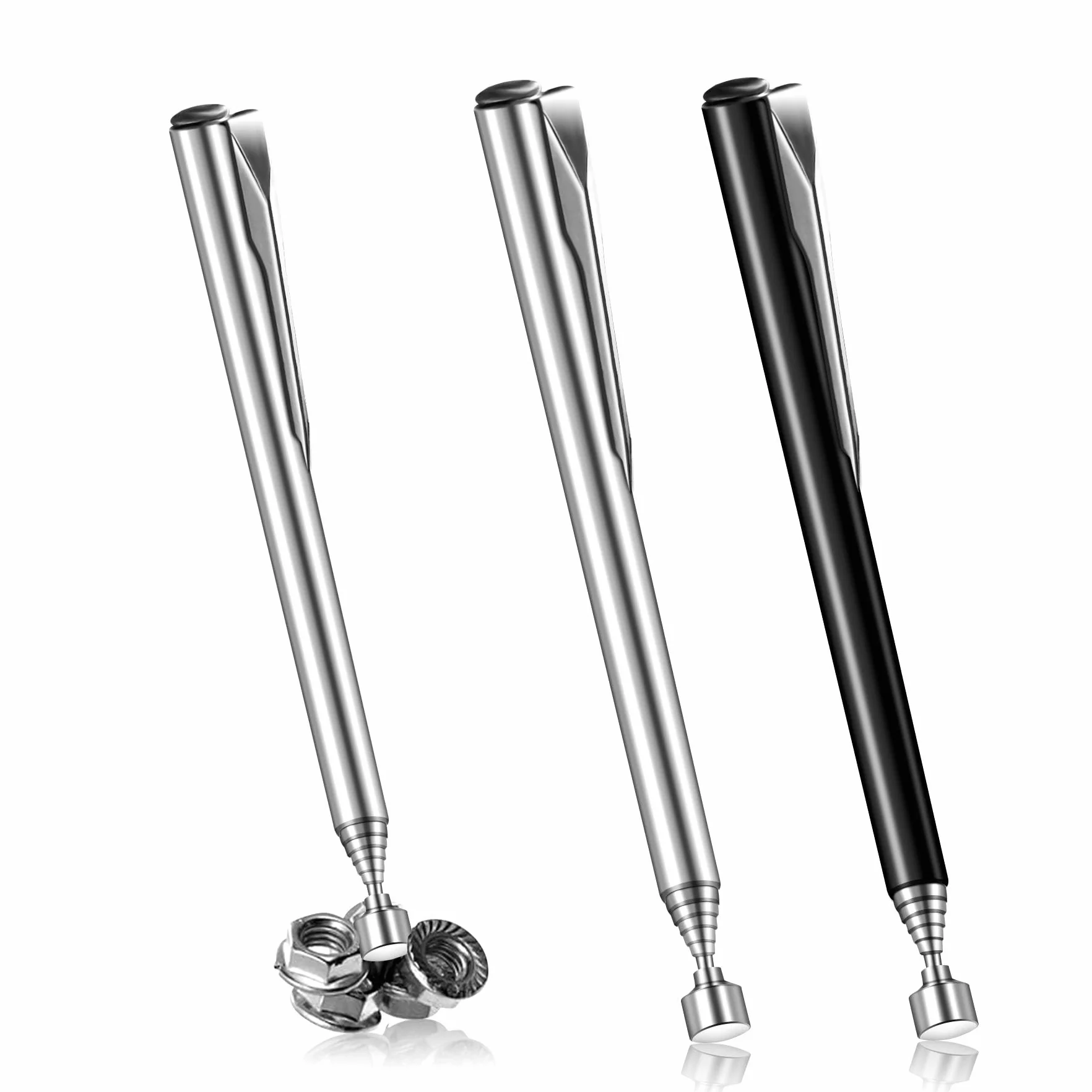 2 Pezzi Asta Magnetica Telescopica, 64 cm Strumento Magnetico in Acciaio Inox, 1,5 LB Calamita Potente Pick Up Tool per Viti, Dadi, Chiavi, Parti Metalliche, a Casa, Auto, Ufficio