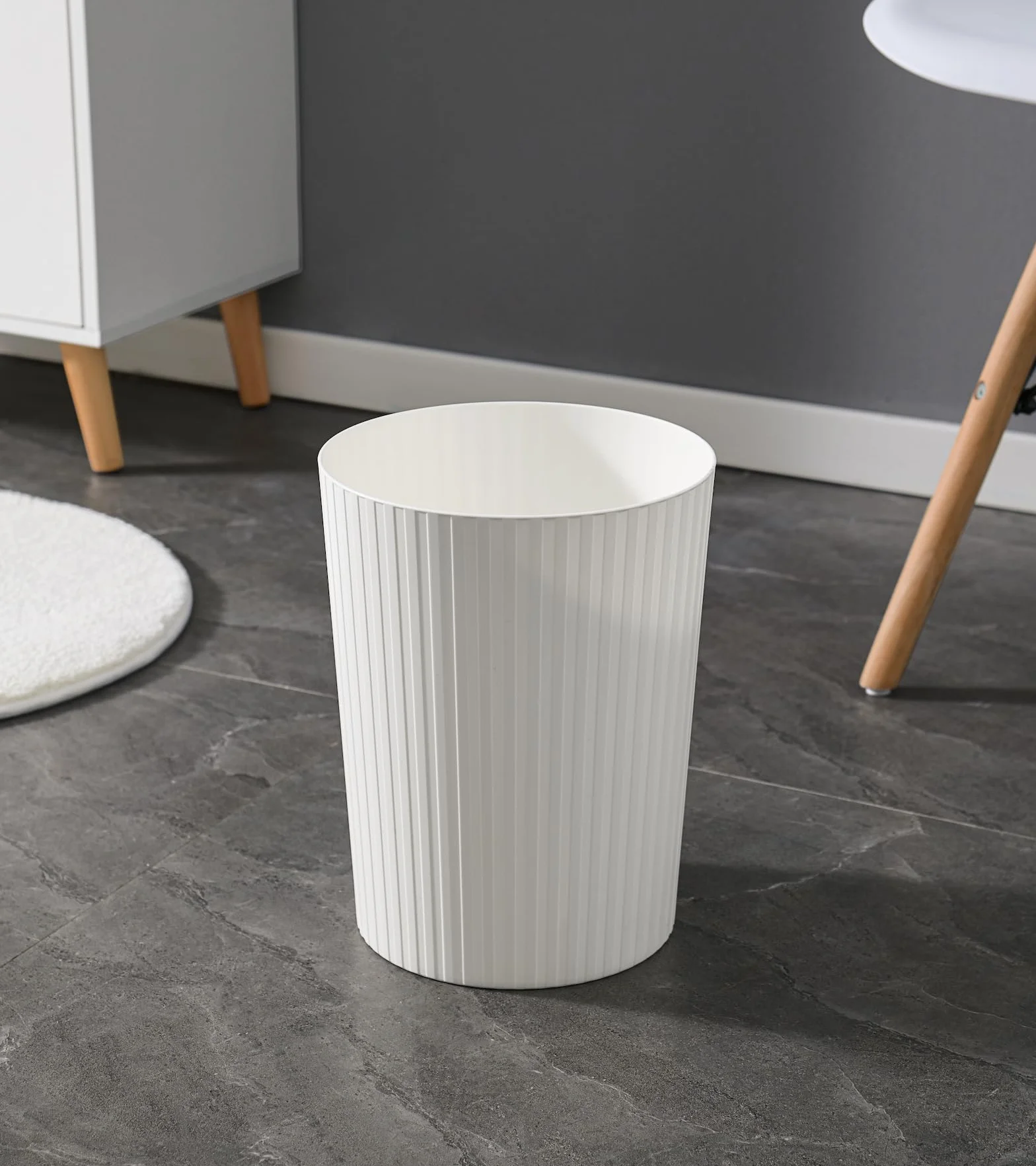 Cetomo 7.2L*3 Cestini per la Carta, Cestino per la Spazzatura di Plastica, Piccoli Cestini, Cestino Rotondo per Rifiuti per Cucine, Opaco, Apertura Superiore, Bianco, 7.2L (3 pezzi)