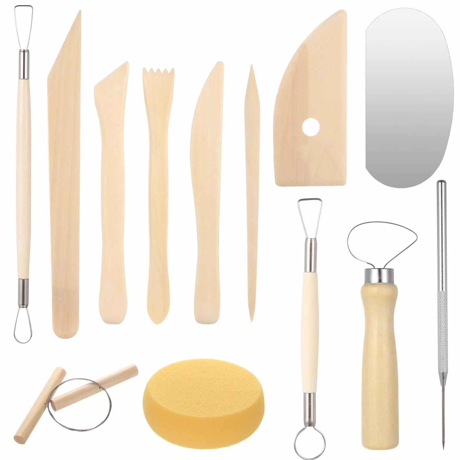 13 Kit Ceramica da Modellare, Strumenti Kit Argilla Attrezzi Scultura, Attrezzi Ceramica Set di Strumenti per Modellare Argilla Polimerica, Kit per Scultura, Kit per Intaglio Modellazione Fai Da Te