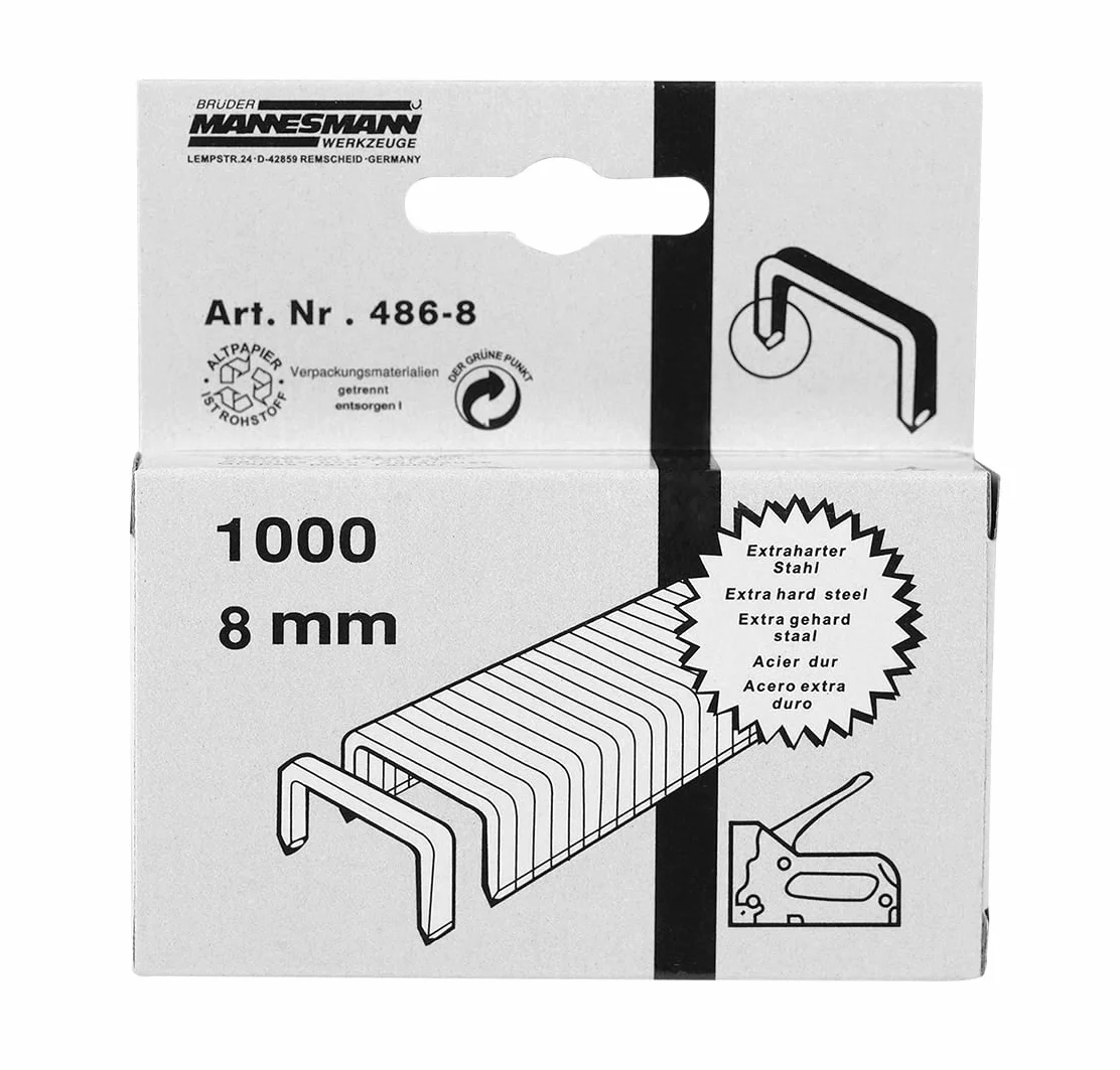 (6) Grapas 1000 pzas., 8 mm