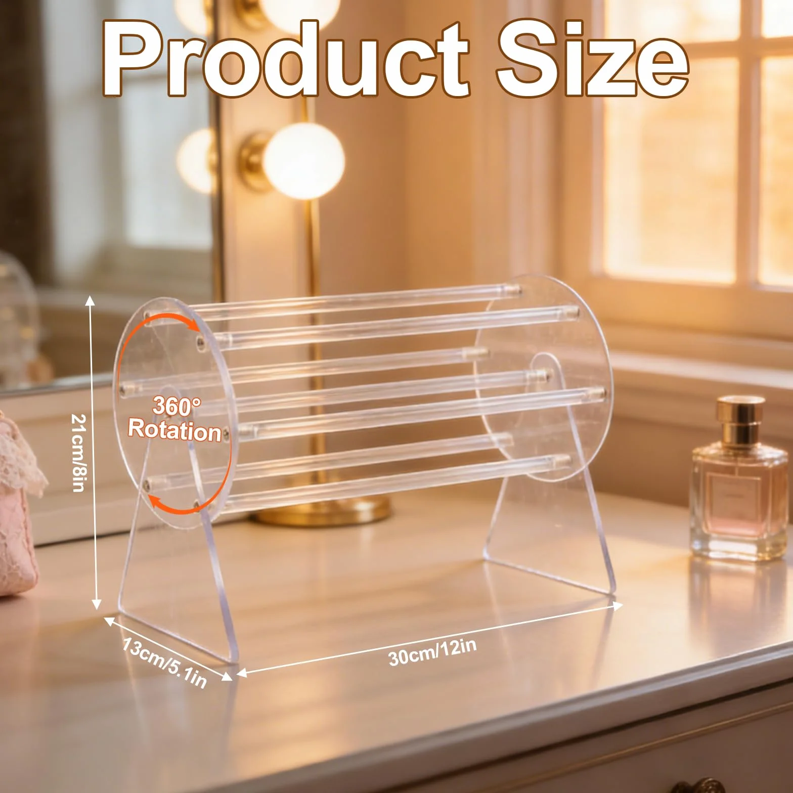 Porta Mollette Capelli Girevole 360° Acrilico - Organizer Fermagli Pinza Espositore Cerchietti
