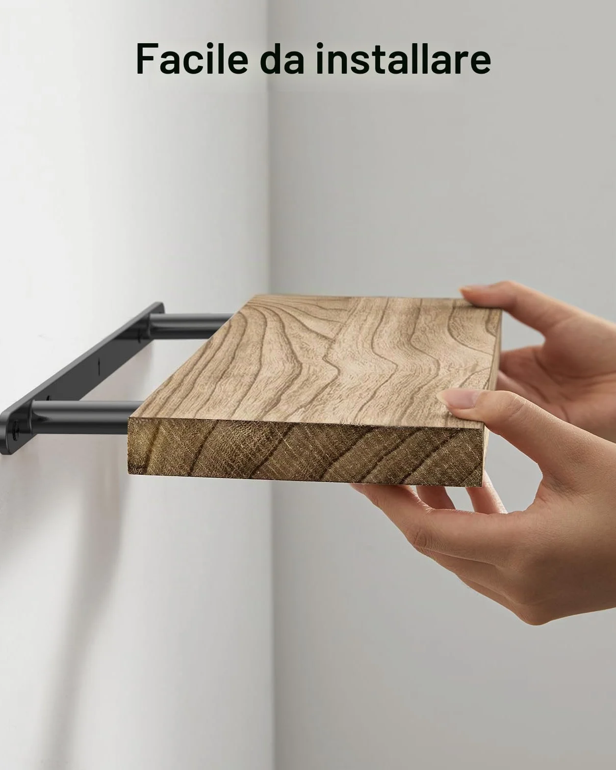Pipishell Mensola da Muro, Mensola da Parete da 40 cm, mensole cucina in legno di Paulownia, mensole in legno set di 4 per bagno, camera da letto, ufficio, soggiorno, cucina, ecc. (marrone chiaro)