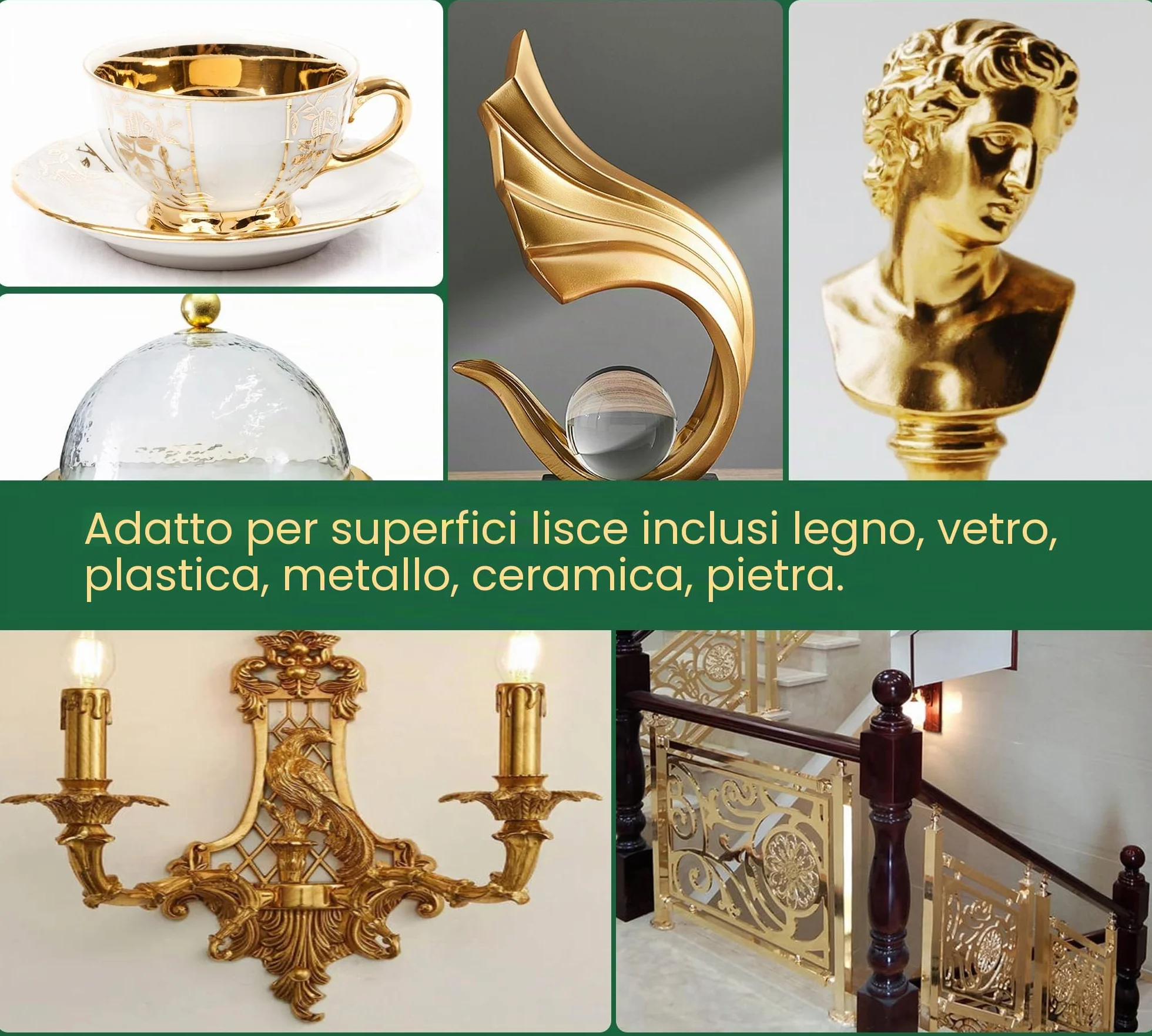 Foglia Gold Set, Colla 100ml e Vernice Protettiva a Base D'Acqua da 100 ml, Fogli di Foglie D'Oro 100 Pezzi, 1 Pennelli, Utilizzato per Mestieri, Dipinti, Arte, Mobili e Decorazioni
