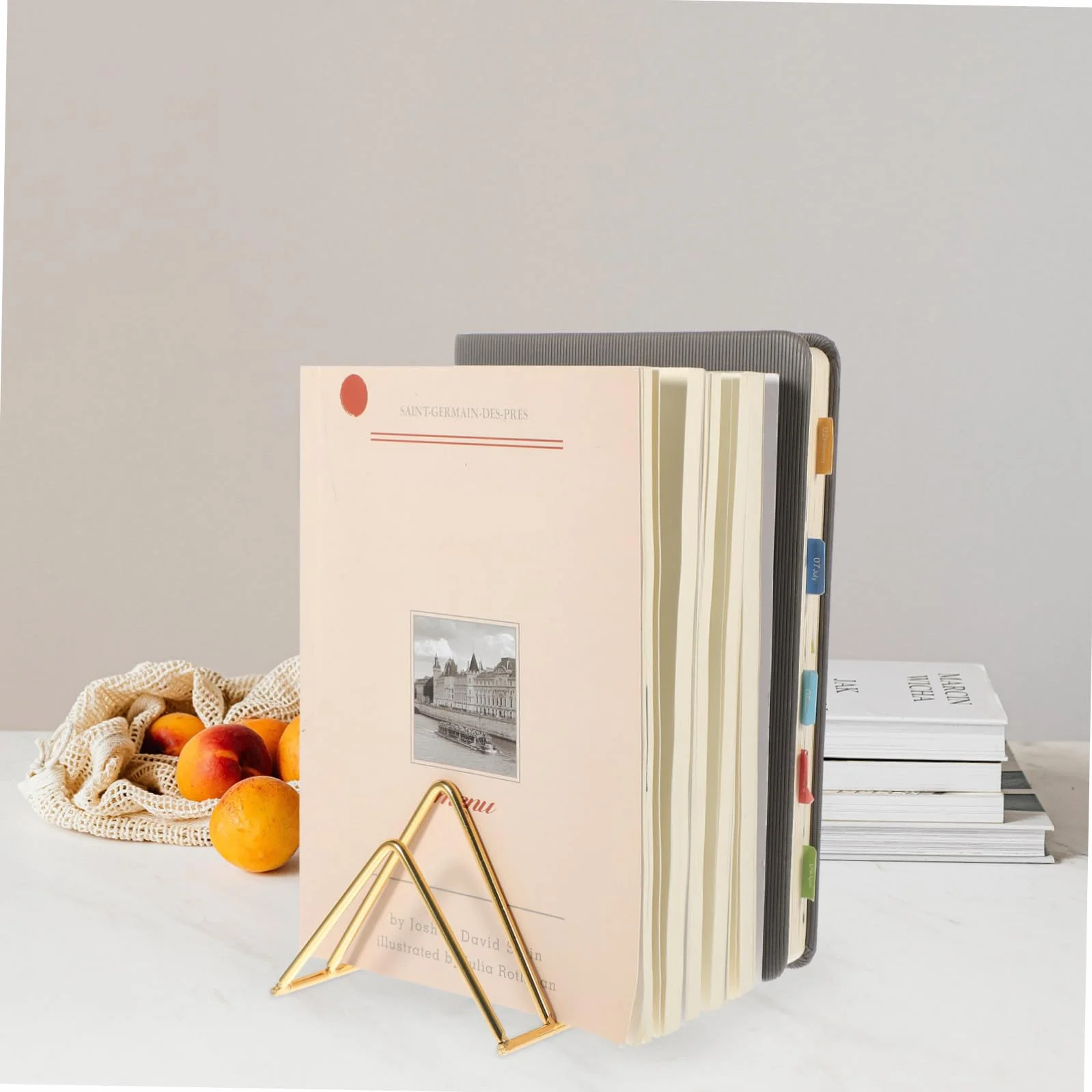 Organizer da Scrivania in Ferro Color Oro Design Semplice e Angoli Arrotondati, Porta Libri e File Leggero e Pratico per Ufficio e Aula