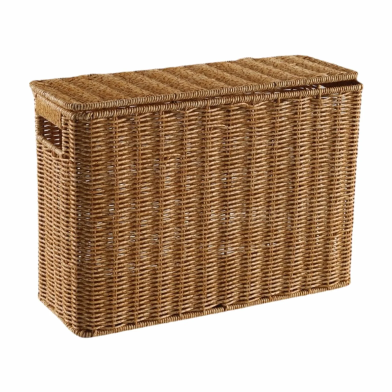MagiDeal Contenitore portaoggetti stretto e alto, porta riviste intrecciato con coperchio, cestino portatile stretto, portadocumenti stretto per il bagno, L