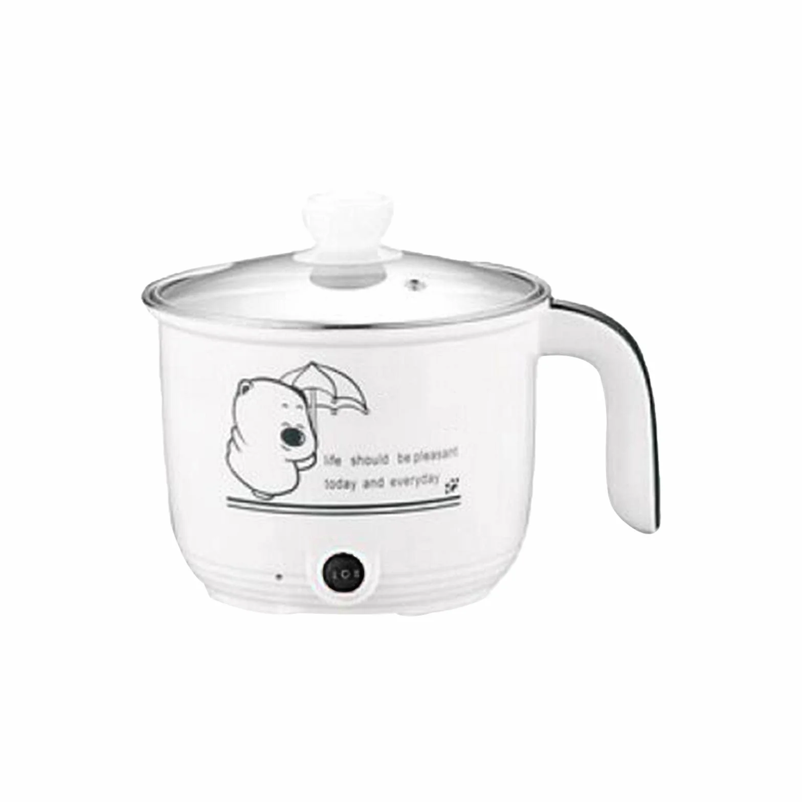 Milageto Pentola Elettrica, Padella Elettrica Antiaderente Multiuso Domestico Fornello per Tagliatelle, Fornello Ramen Elettrodomestici da Cucina per Fry, Bianco