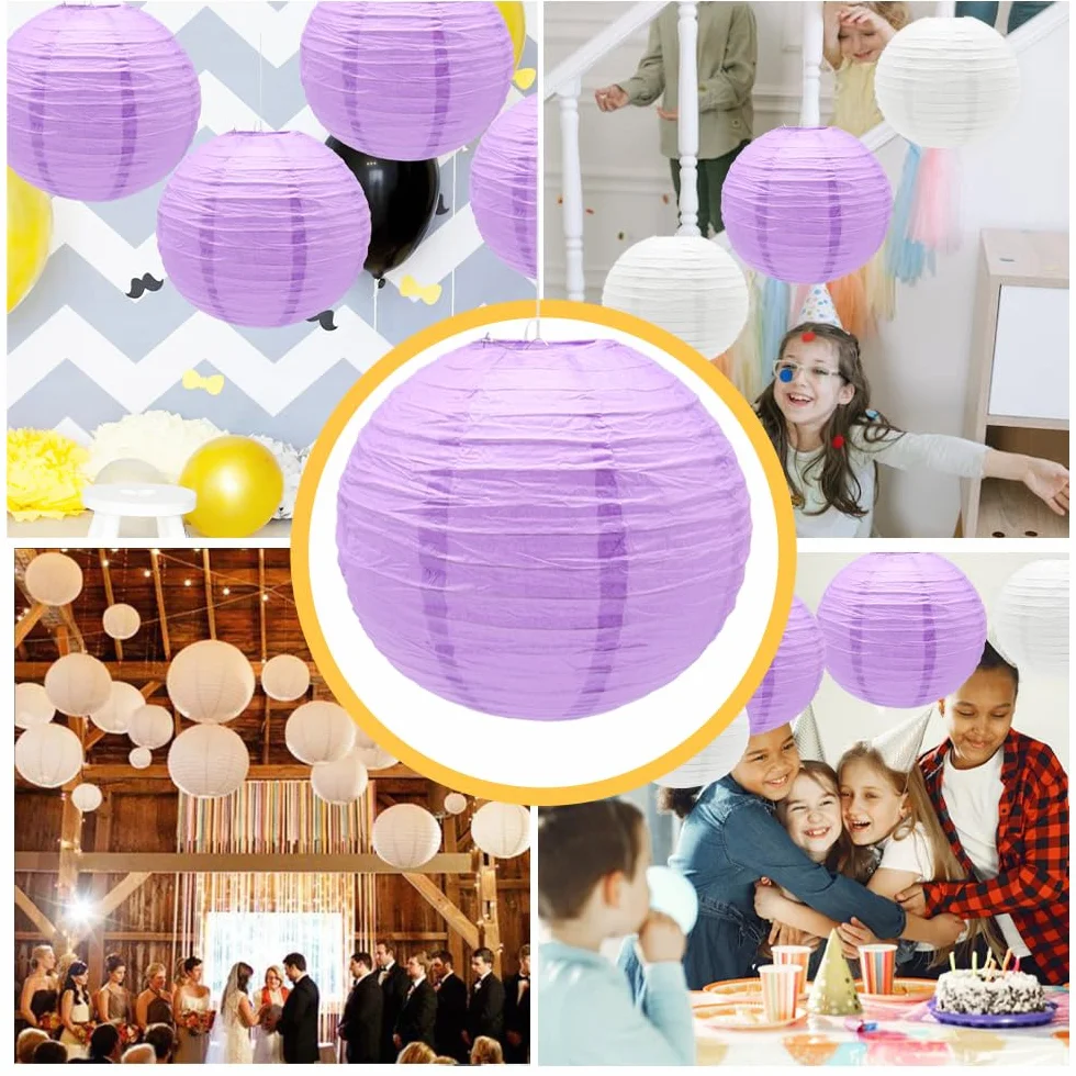 6 Pezzi Lanterne di Carta 30cm Lanterna di Carta Rotonde da Appendere in Carta Lanterne Lanterna di Carta per Decorare Luci e Decorazioni per Matrimoni Compleanni Diametro (ZDL/Purple)