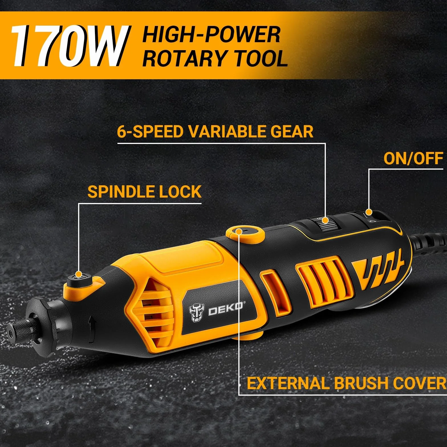DEKOPRO Multiutensile Rotativo 170W 126 pezzi 35000 PRM Mini Trapano Elettrico 220V per Legno Metallo