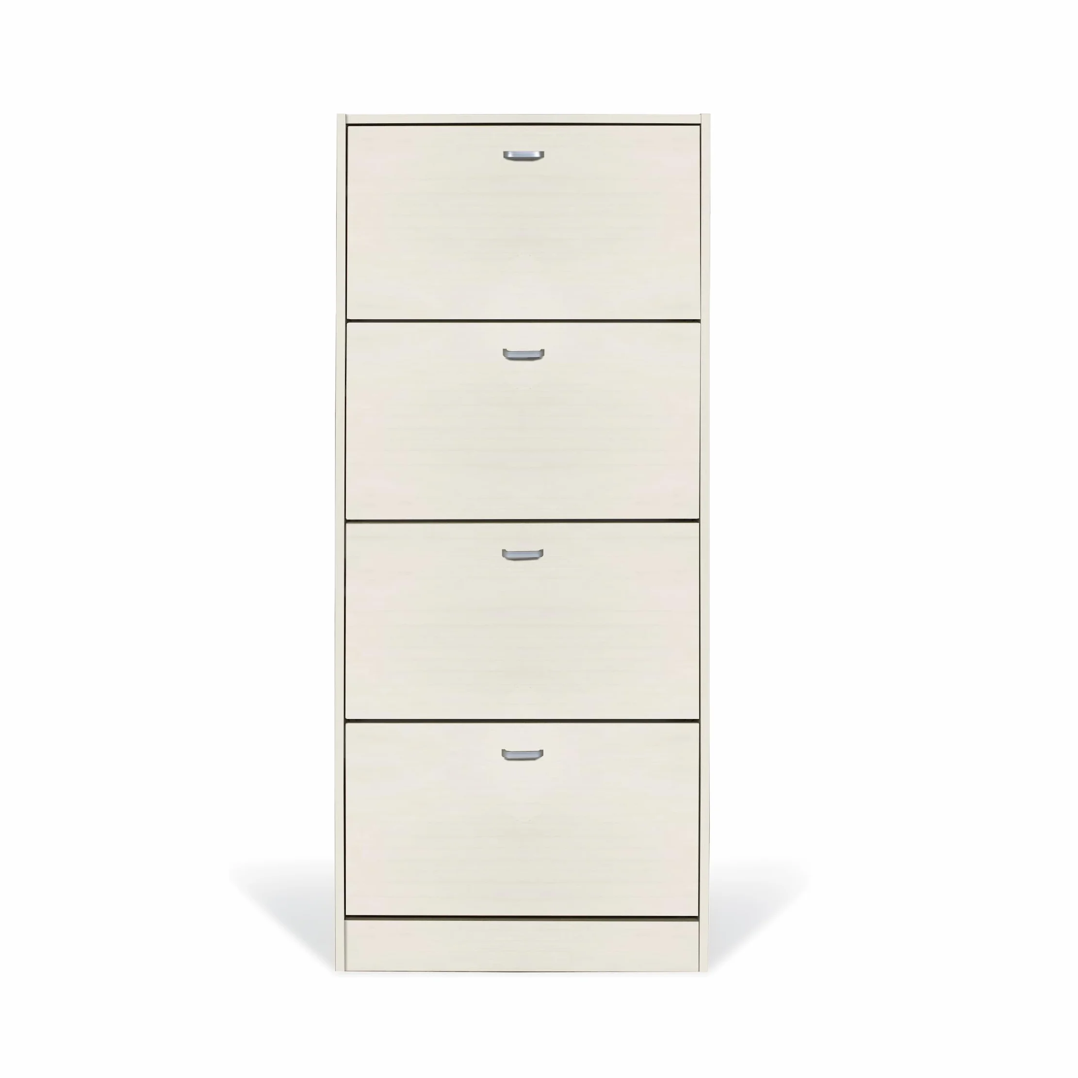 eacommerce Scarpiera in Legno Mobiletto Scaffale Organizer Scarpe Doppio Scomparto Slim (4 Ante - 63x24x150H cm, Bianco Nordico)
