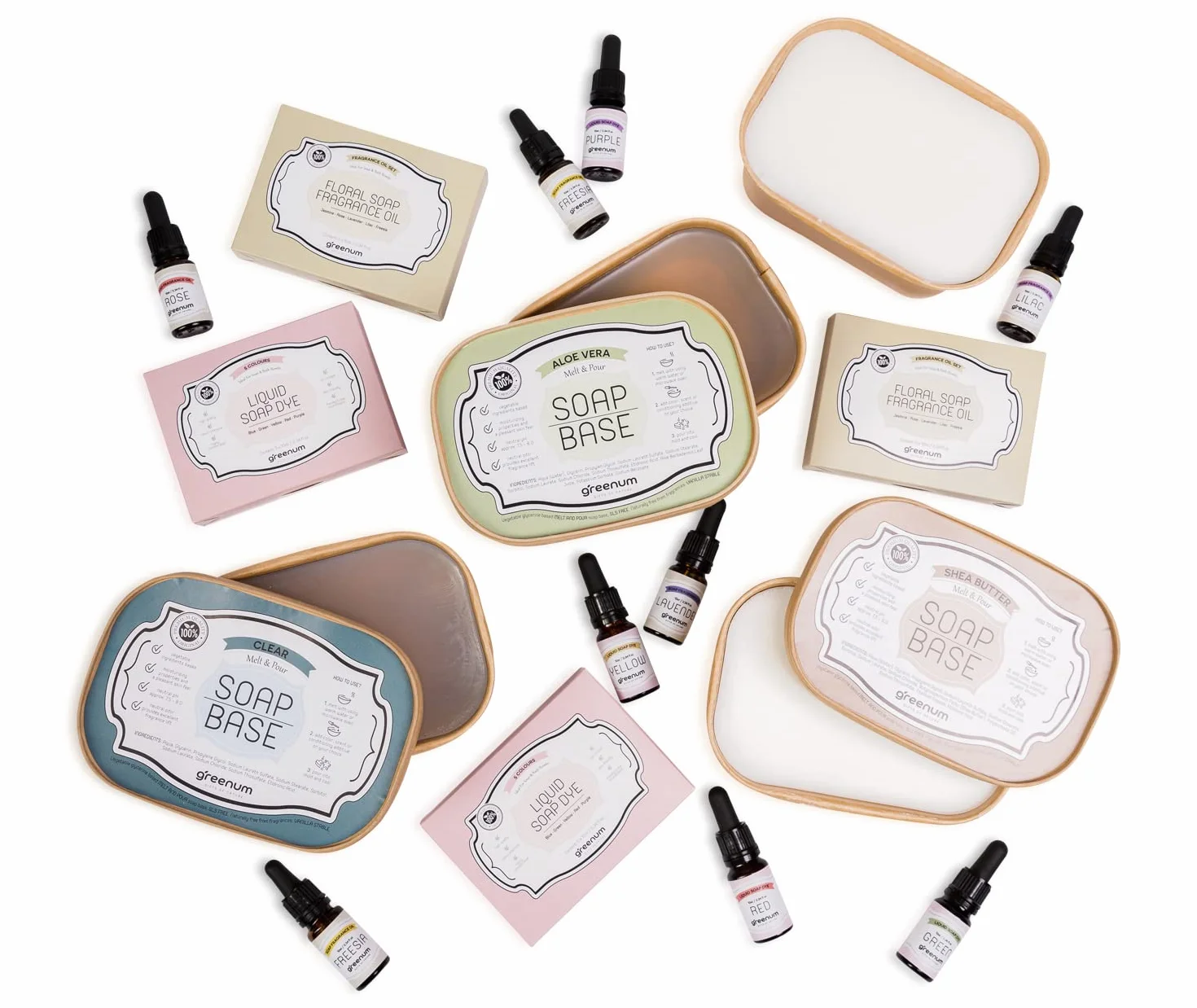 Profumi di sapone, olio profumato per sapone, profumo gelsomino, rosa, lavanda, lilla e fresia, oli profumati per la produzione di sapone, 5 x 10 ml profumi di sapone in bottiglie di vetro