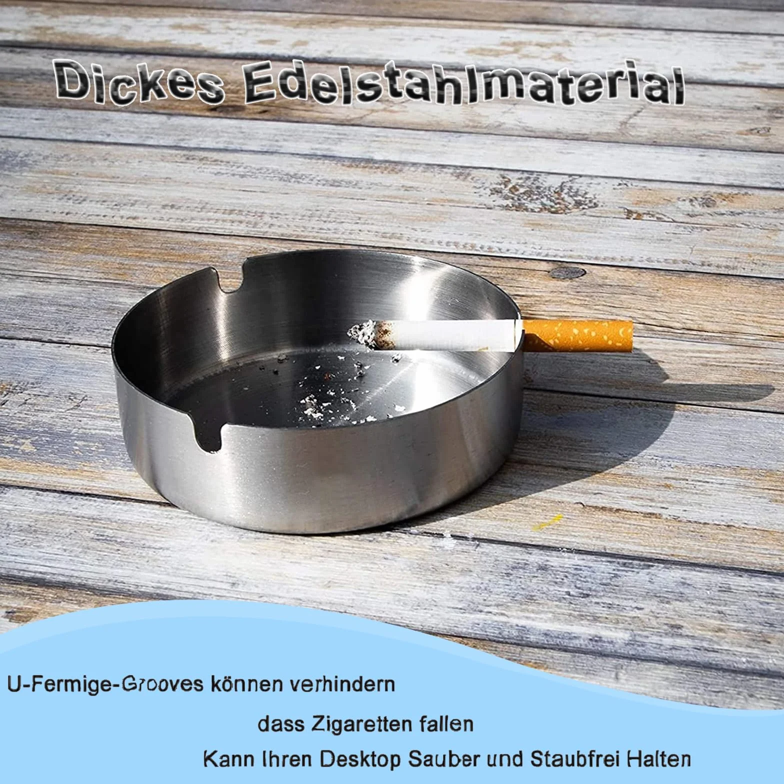 Posacenere Rotondo in Acciaio Inox 8cm 16 Pezzi