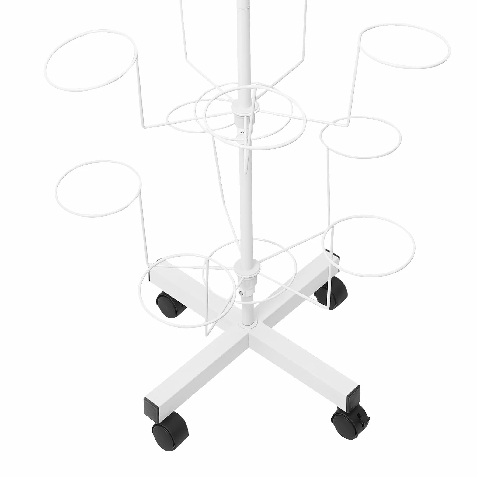 Supporto per cappelli, in metallo con ruote, girevole a 6 livelli, può ospitare cappelli a 30, ruote universali, movimento flessibile