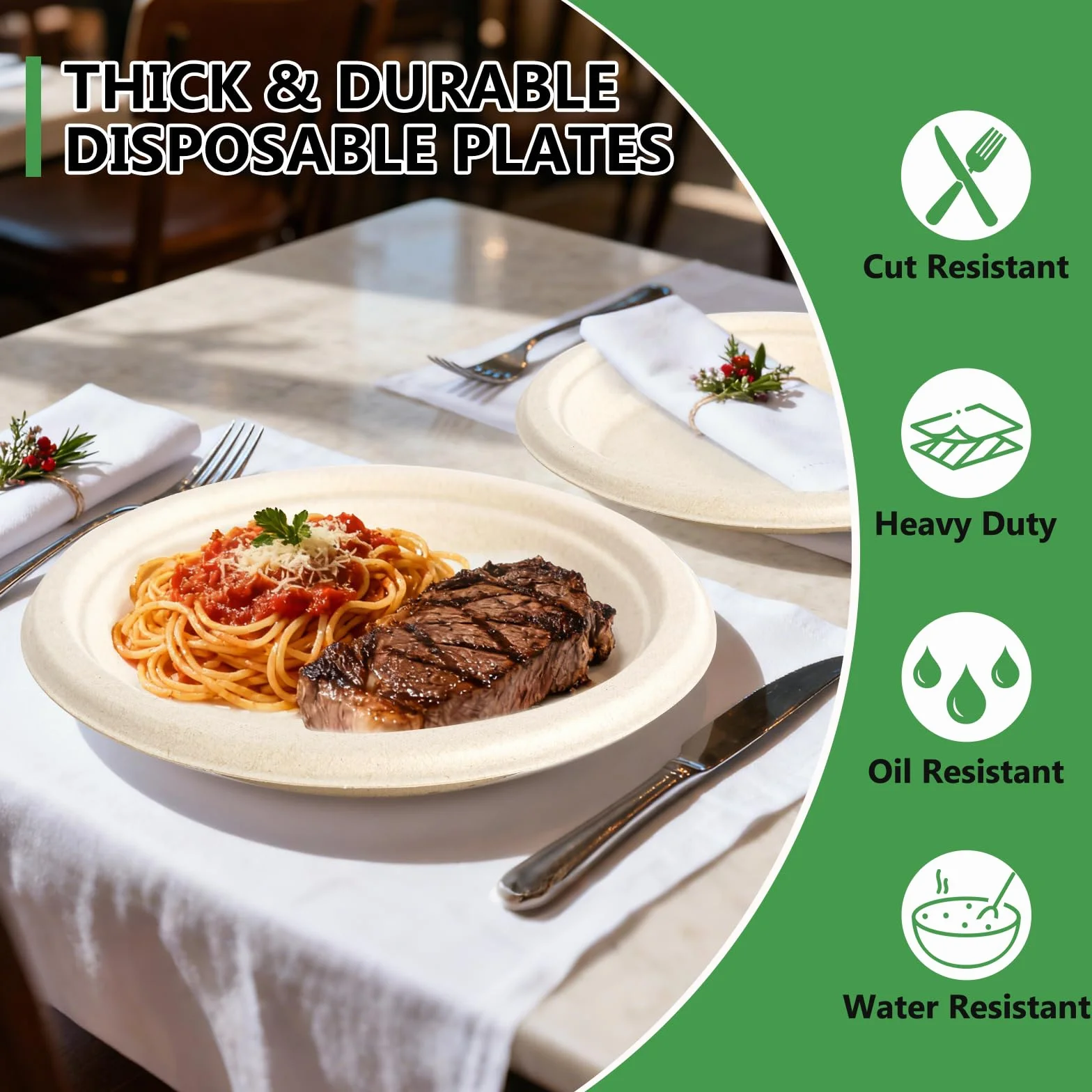 Piatti di Carta 100 Pcs Biodegradabili Compostabili 15.2 cm per Festa Campeggio