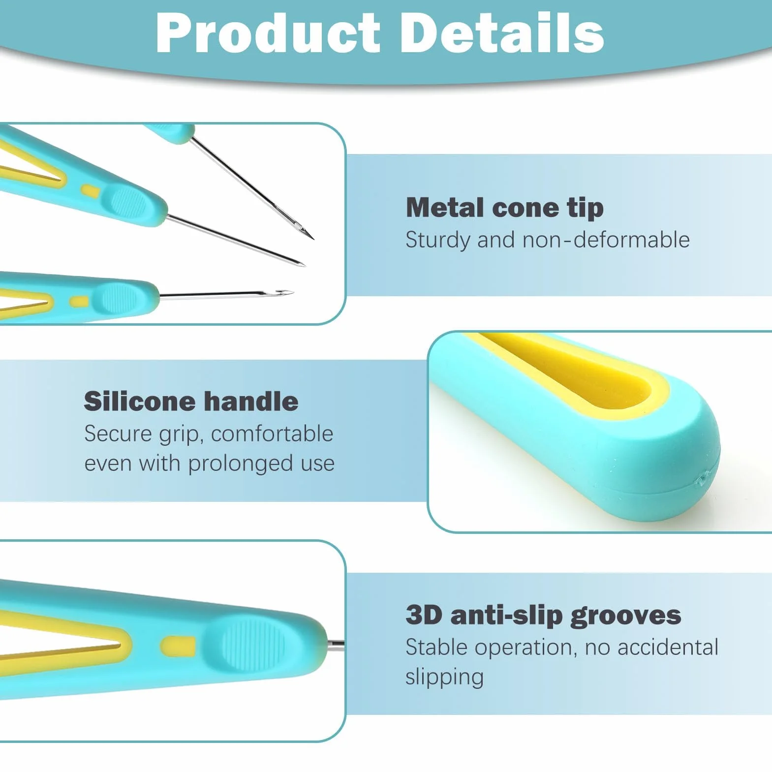 3 Punch Needle Set per la produzione di candele, stoppini per candele, strumenti con cono tondo, trapano a mano, stoppino per stampi in silicone, candele, accessori per candele per