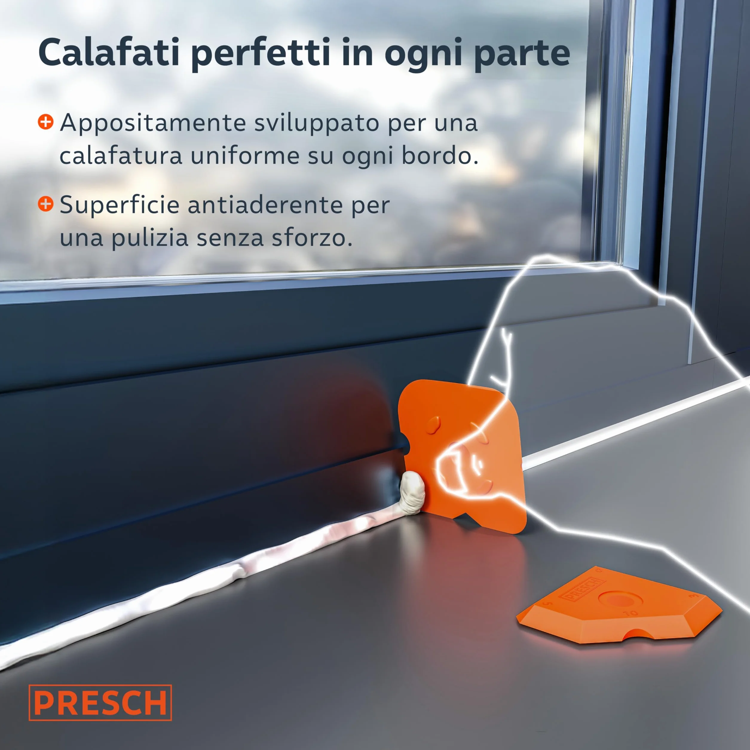 Presch Spatole per silicone Set 5 pz. - Giunti perfetti grazie a bordi molto dritti - Manopole speciali per un facile sollevamento - Ideale per sigillanti come acrilico e silicone - Con scatola