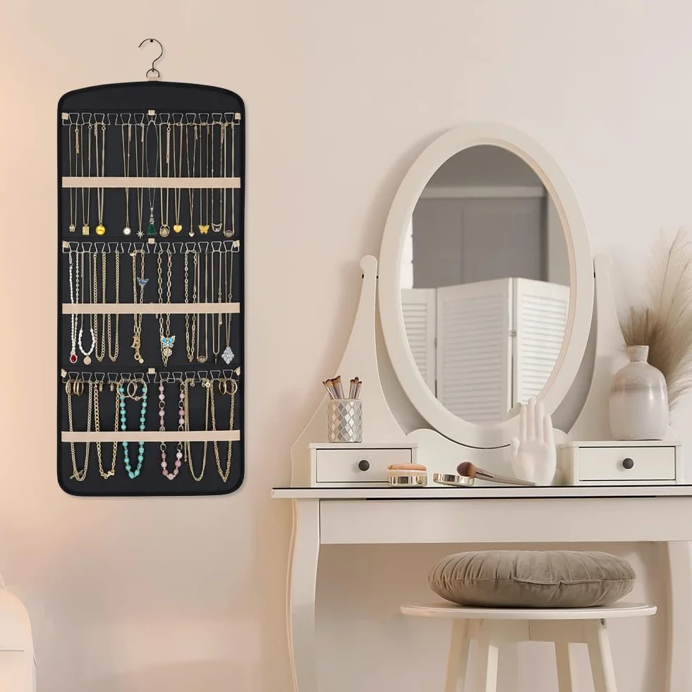 Aucuu Hanging Jewelry Organizer per Armadio 39 Tasche 3 Ganci a Forma di Onda