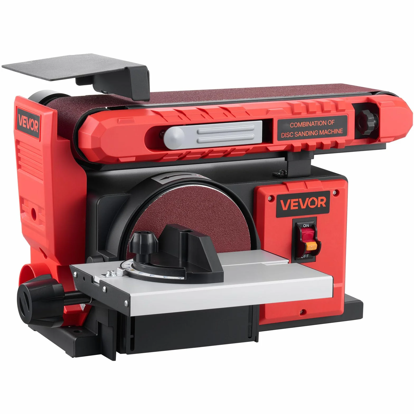 VEVOR Levigatrice a Disco da 152,4 mm Levigatrice a Nastro 101,6 x 914,4 mm da 400 W con Piano di Lavoro Regolabile 0 a 45° Porta di Raccolta Polvere per Lavorazione del Legno, Fai da te