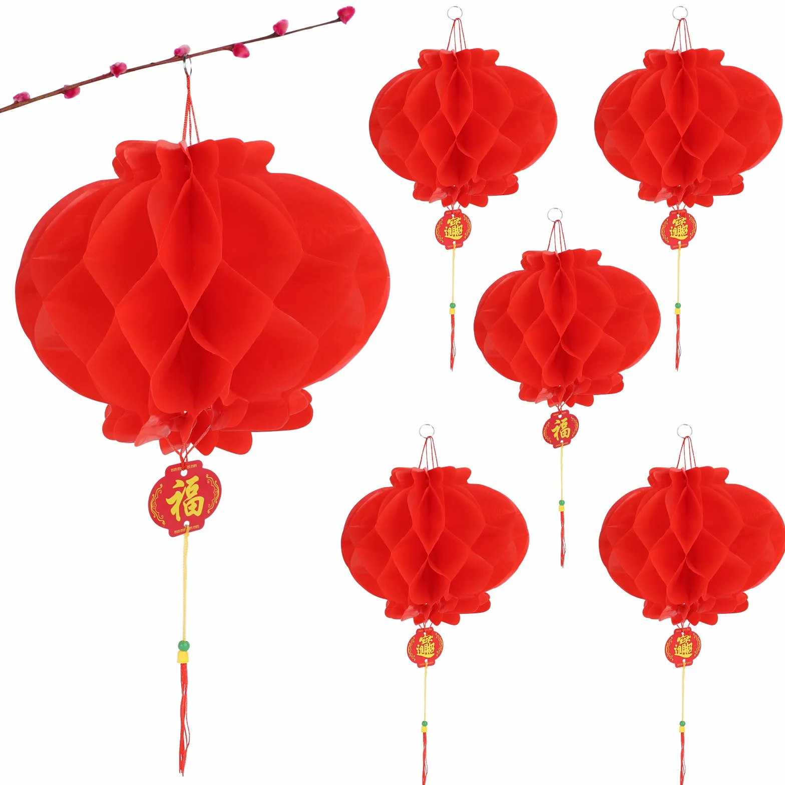 Lanterne Cinesi Rosse 24cm Decorazione Festa Tema Cinese