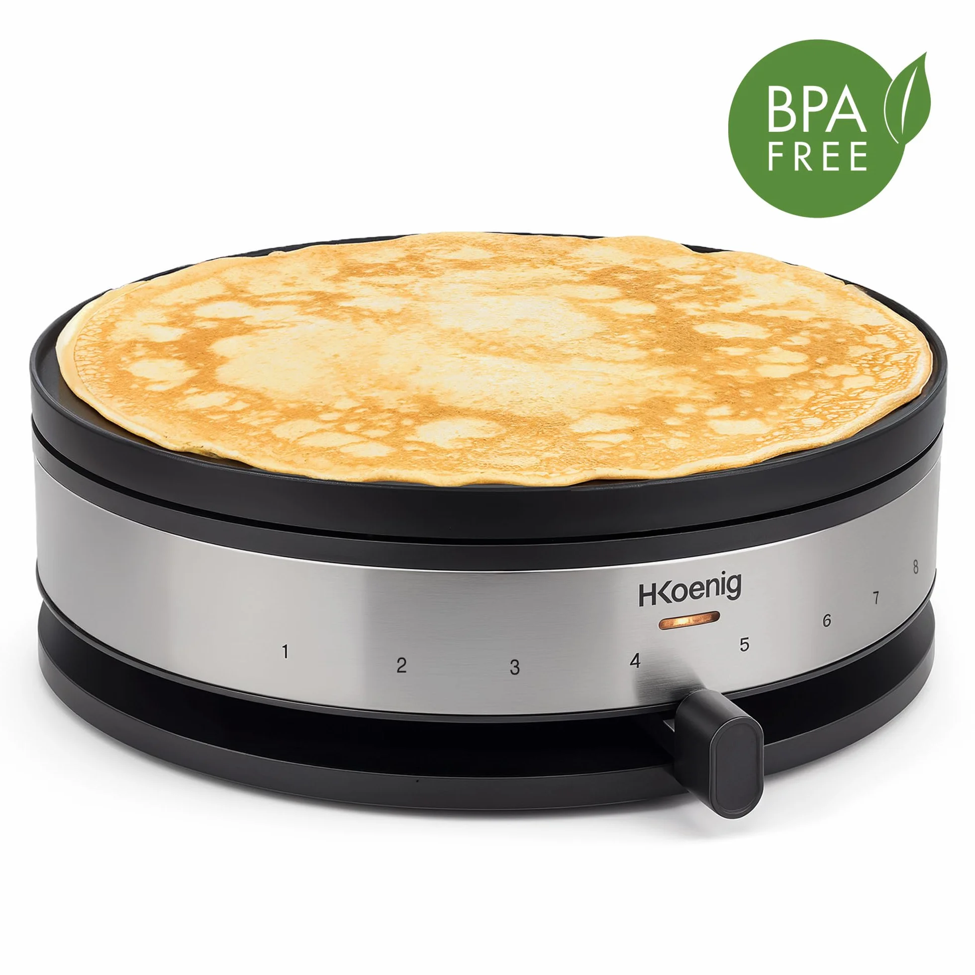 H.Koenig Crepiera con Piastra Reversibile 2 in 1 KREP56,Crêpes,Mini Crêpes,Pancakes,Termostato Regolabile Fino a 230°,Rivestimento Antiaderente,1500W