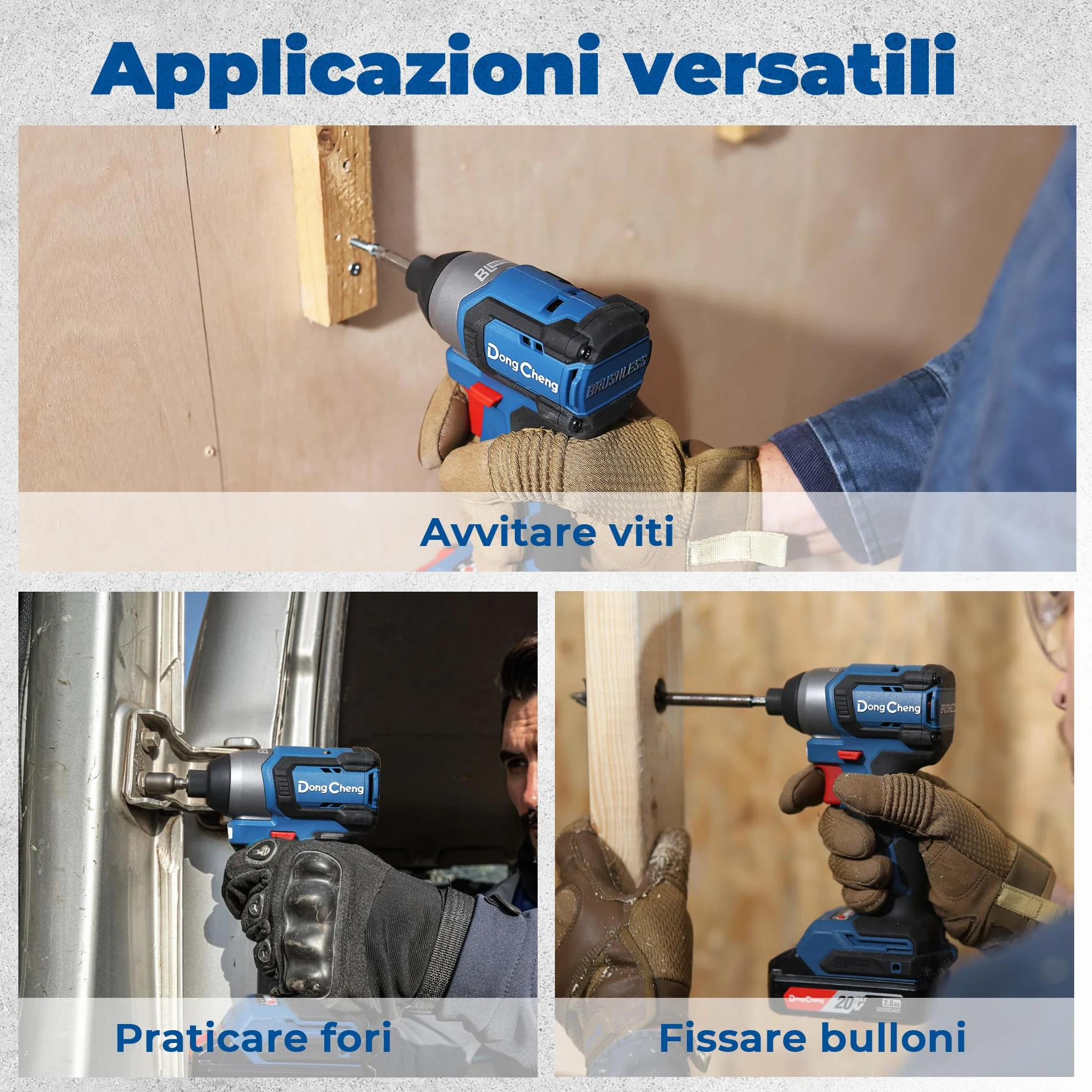 Dong Cheng Avvitatore a Impulsi Brushless a Batteria 18V, 165Nm, Avvio Dolce & Modalità Autofilettante, 3 Velocità, 2x 2.0 Ah Batteria, Caricabatterie, Set di Bits+Dadi, per Legno, Metallo, Fai da Te