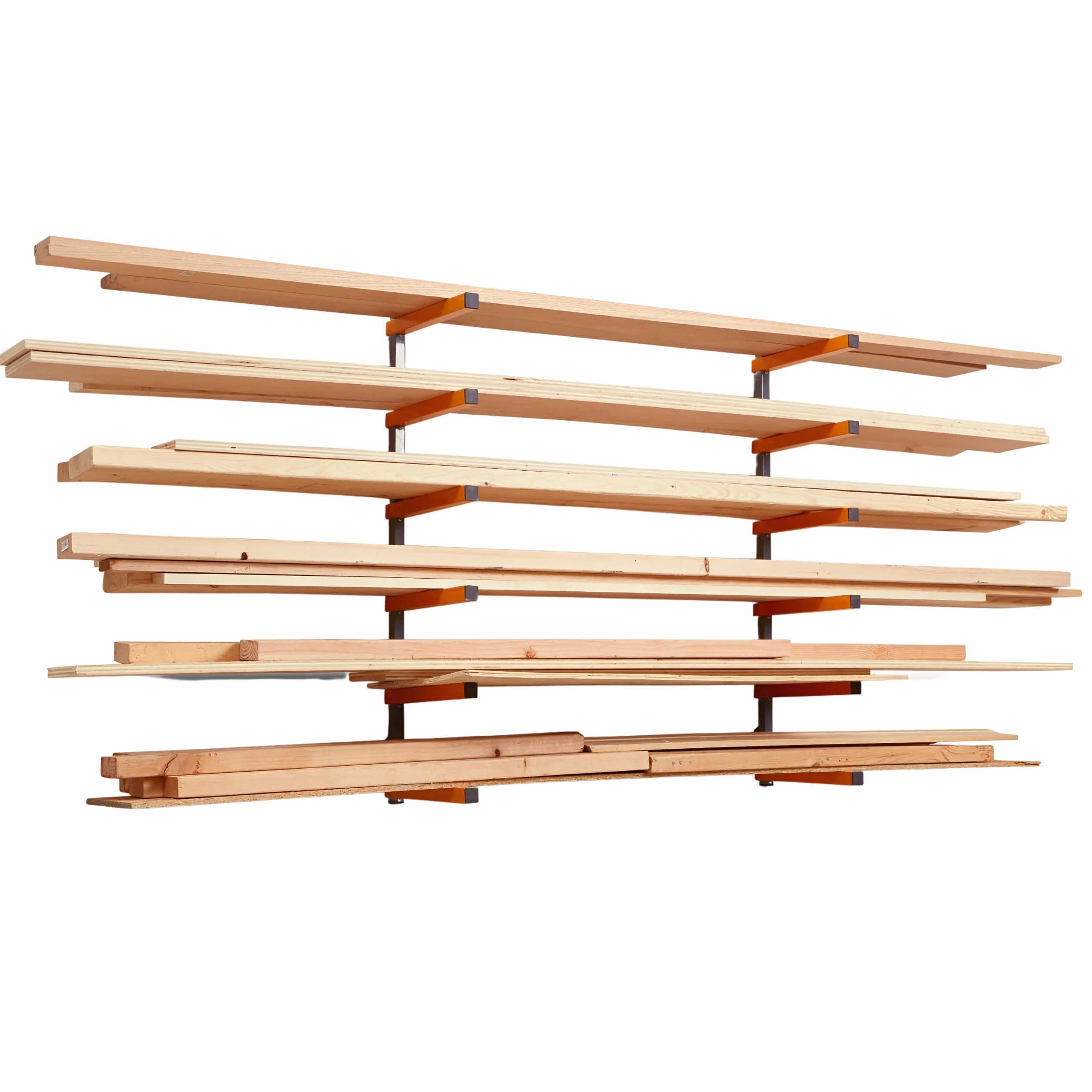 Bora Organizer in legno e scaffale per legname in metallo con montaggio a parete a 6 livelli, per interni ed esterni, arancione | PBR-001