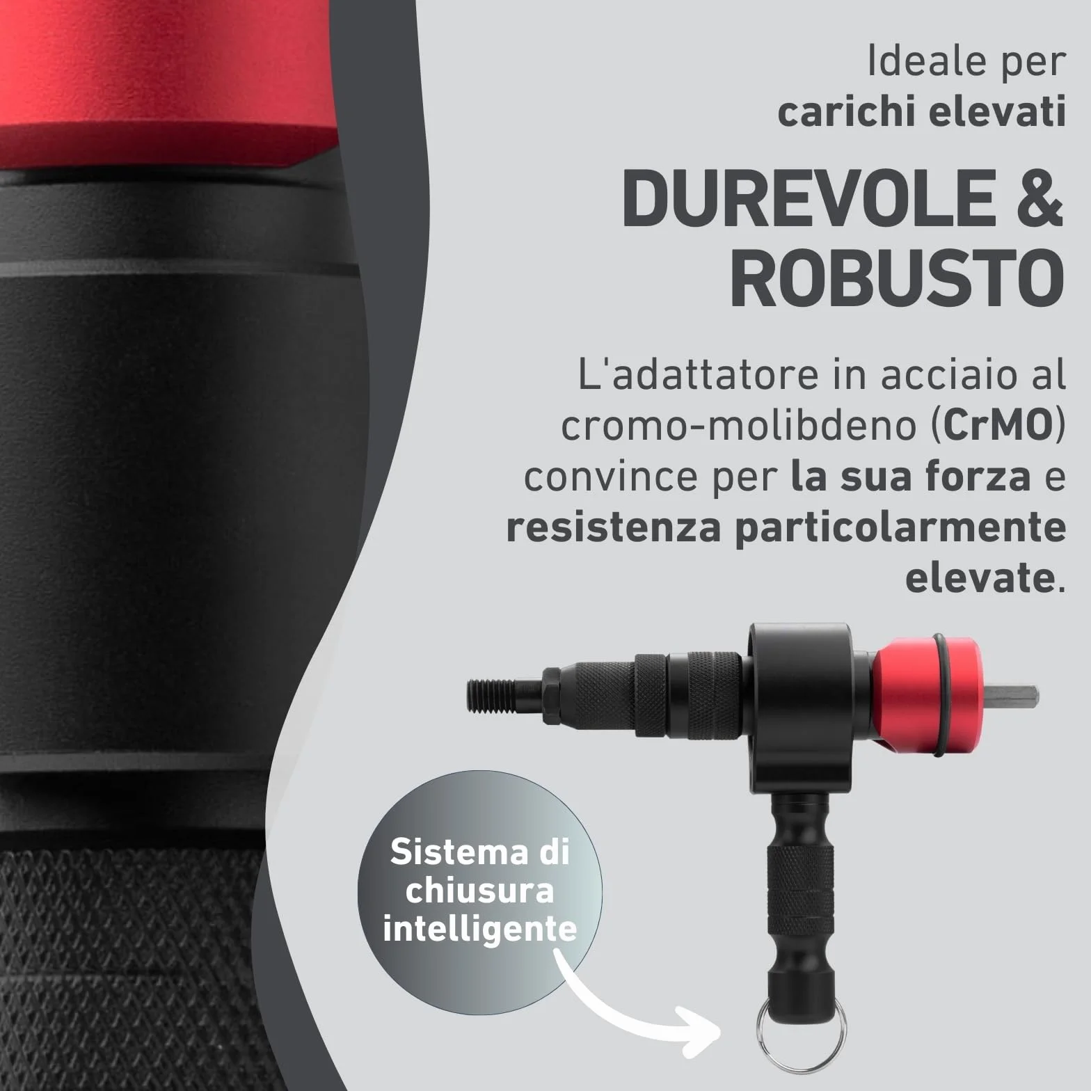 Adattatore per rivettatrice dadi M3-M12 alluminio acciaio inox per avvitatrice a batteria