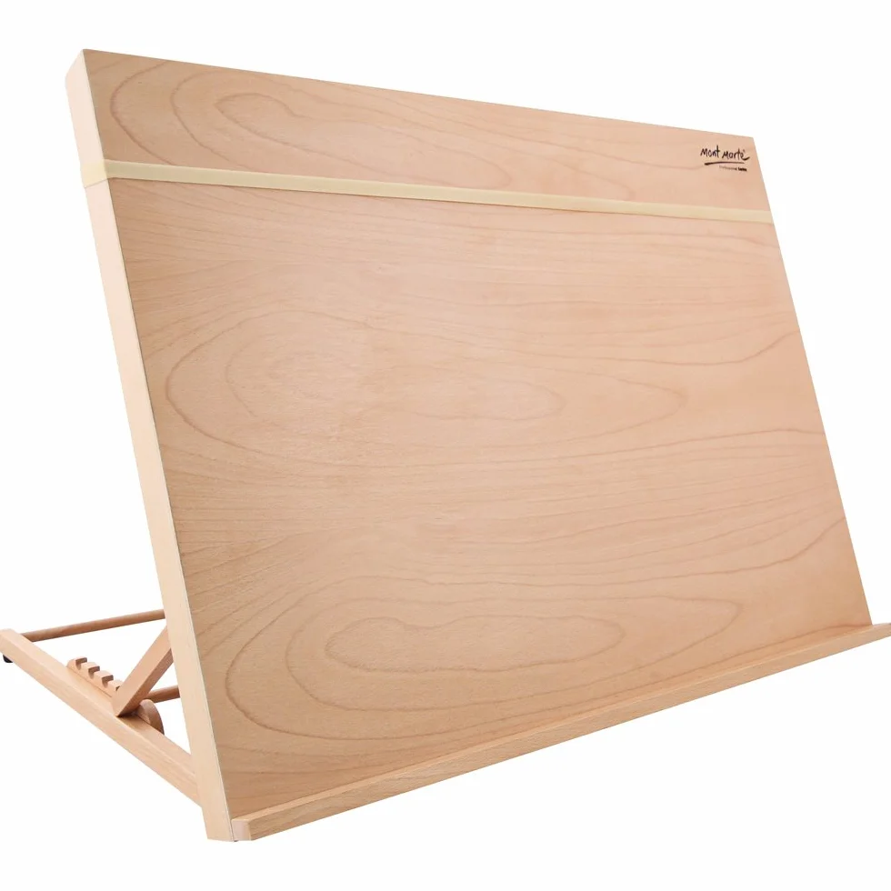 Mont Marte Lavagna da disegno in legno di faggio con elastico, formato A3, inclinabile, con fascia elastica per fissare il lavoro.