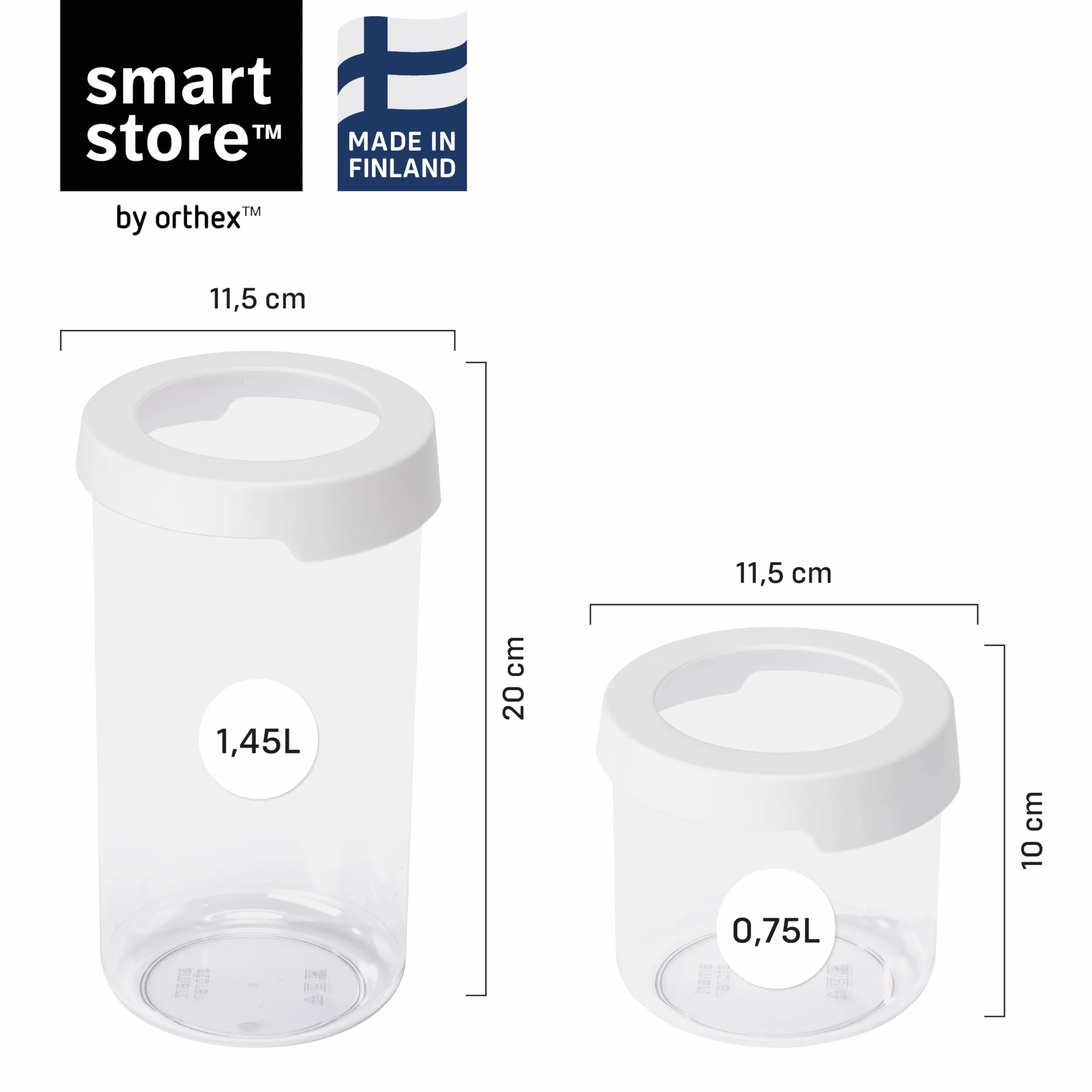 SmartStore Set di contenitori rotondi per alimenti secchi trasparenti con coperchio, 6, senza BPA, lavabili in lavastoviglie, 4 x 0,75 l, 2 x 1,45 l