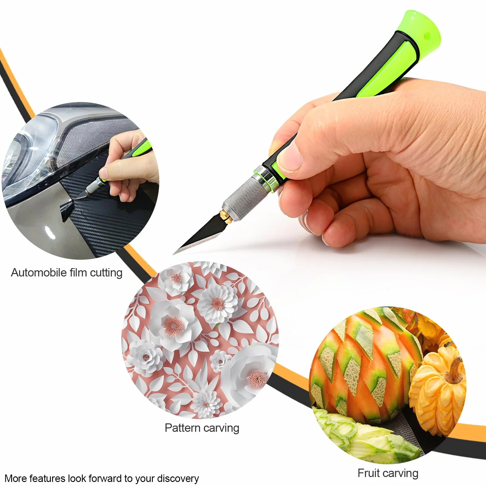 EHDIS Taglierino di Precisione con 10 Lame di Olio Antiruggine, Bisturi Modellismo di Gomma Antiscivolo, Cutter di Precisione, per Lavoro Artistico Taglio, Scultura, verde