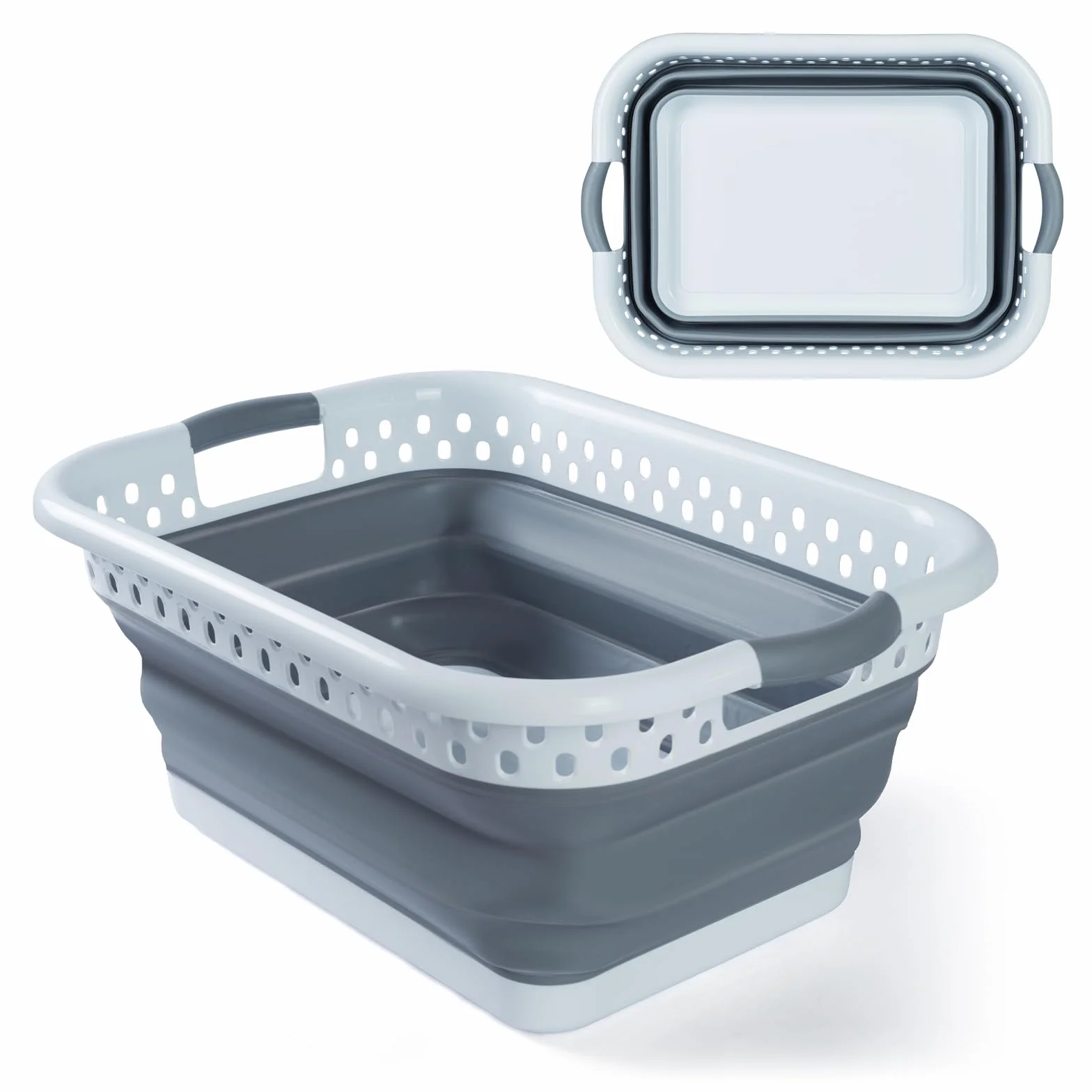Bacinella pieghevole bucato robusta di alta qualità I Cesto portabiancheria salvaspazio (53x39x22cm L58) I Catino pieghevole I Bacinella bucato multiuso I Ceste portaoggetti/organizer